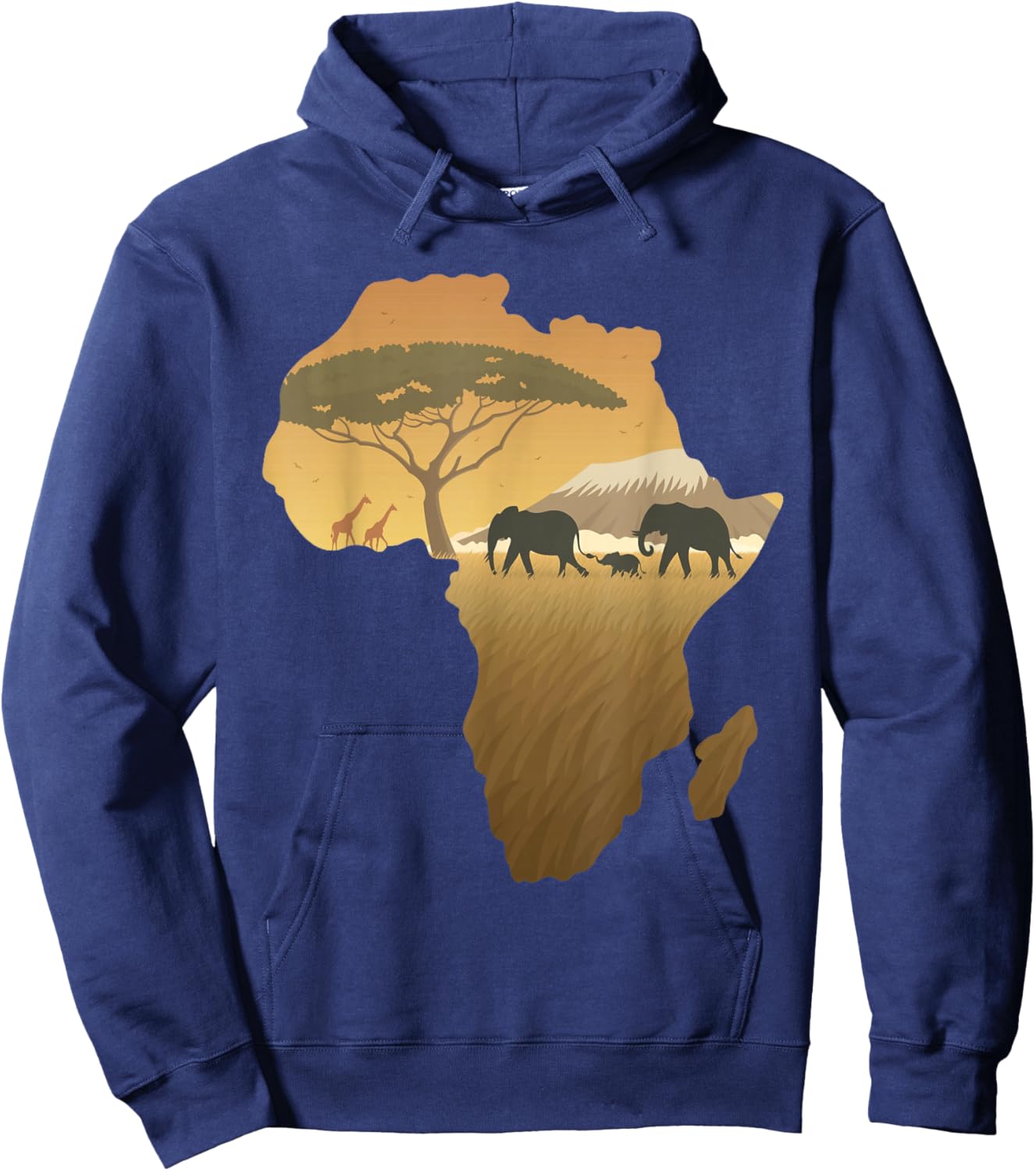 Africa Elephant Map Dad South Animal Big Five Safari Hoodie - Hoodie | Navy