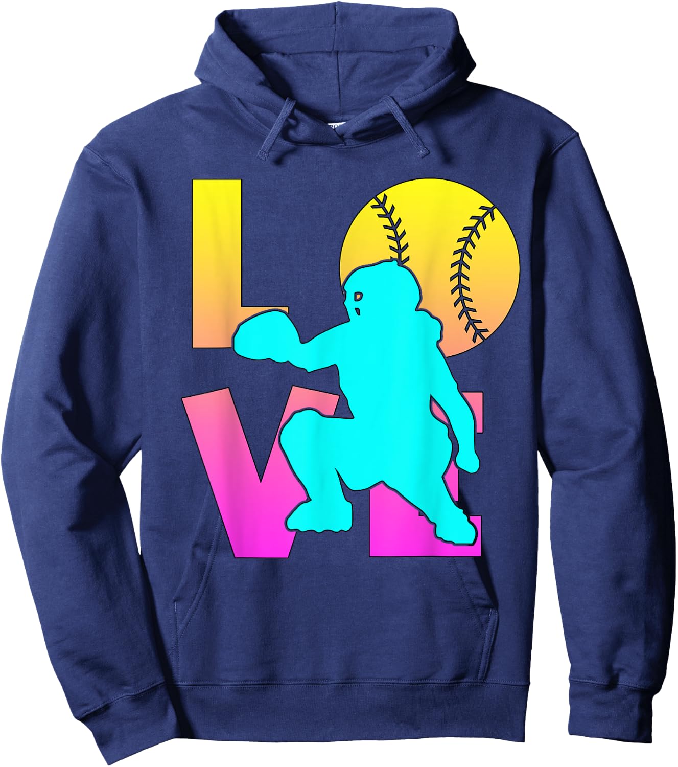 Cute I Love Softball-Shirt Catcher Funny Mom Teen Girl Women Hoodie - Hoodie | Navy