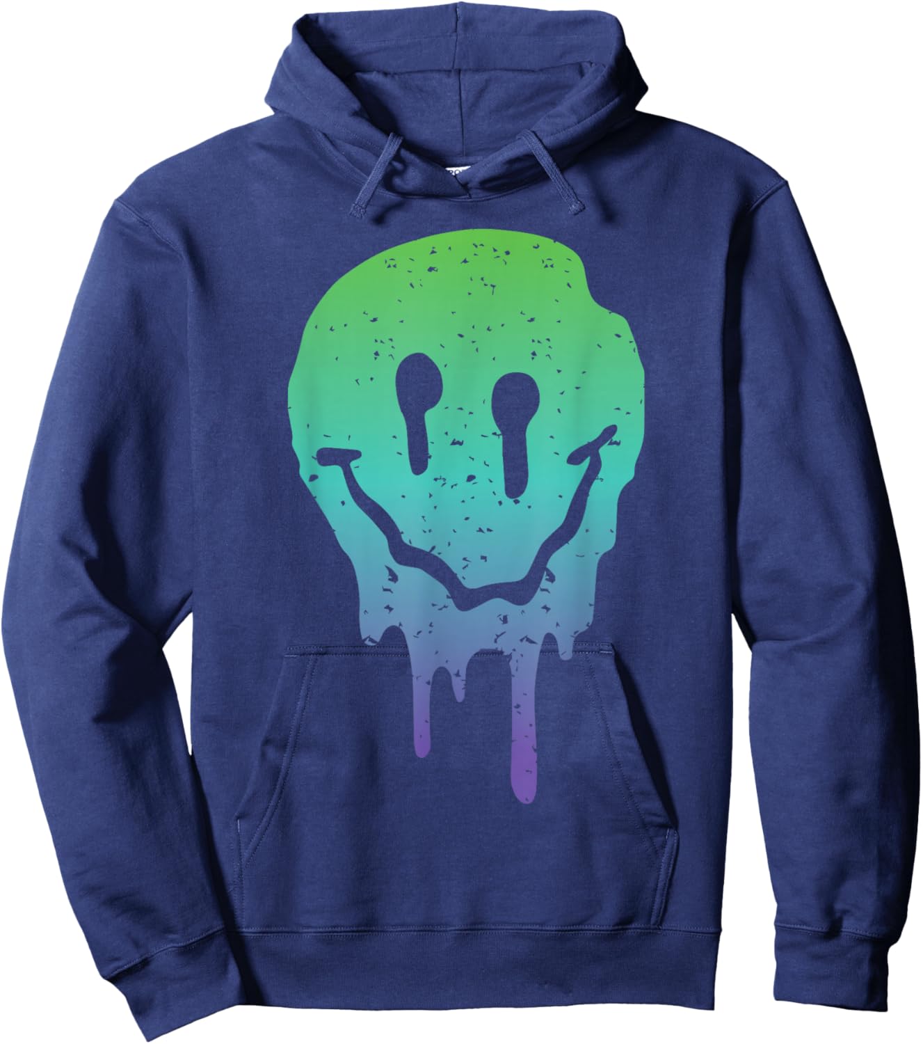 Synthwave Aesthetic Techno Music Rave Acid Face Raver Hoodie - Hoodie | Navy