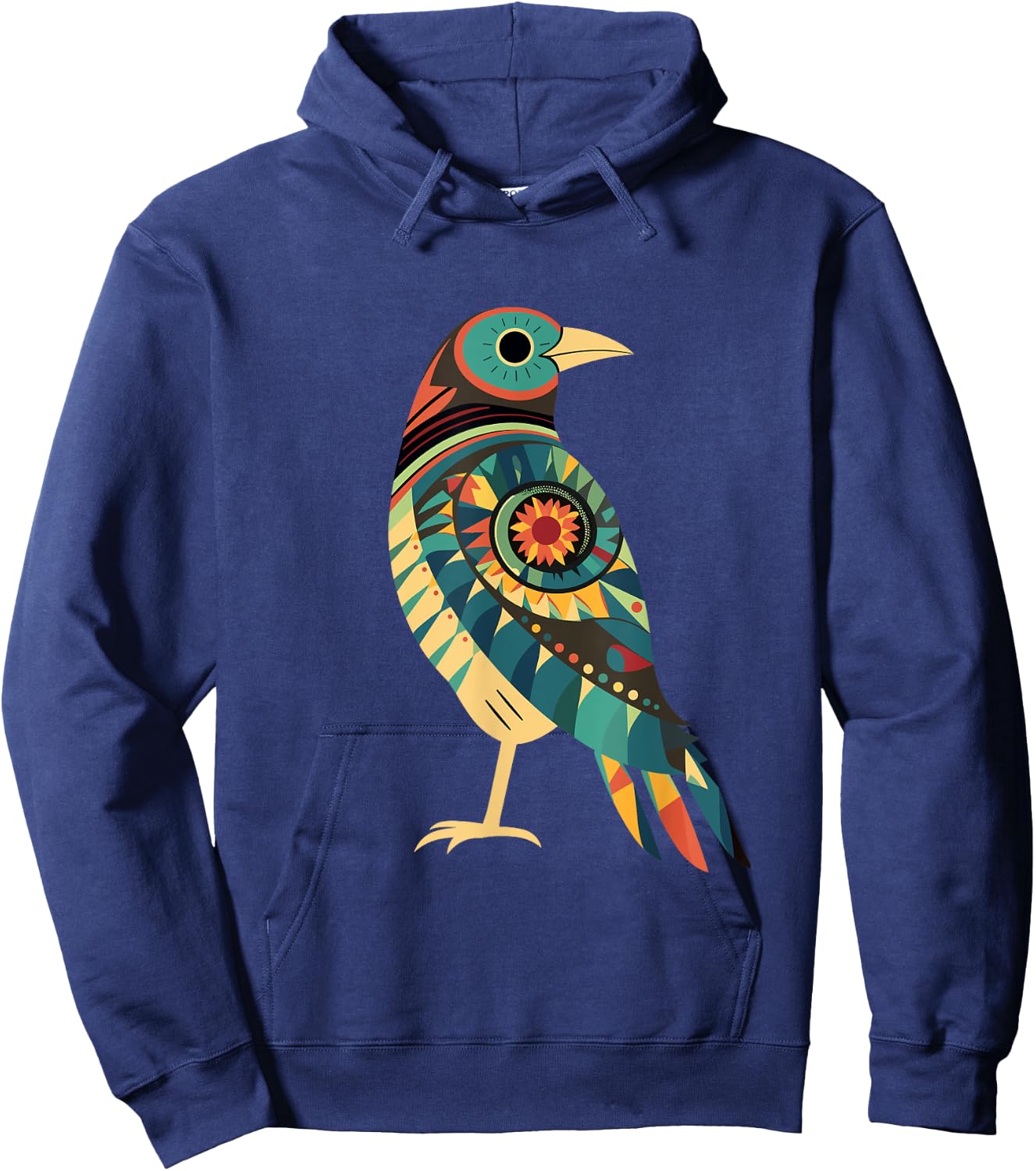 Hopi Art American Style Bird Tribal Design Hoodie - Hoodie | Navy