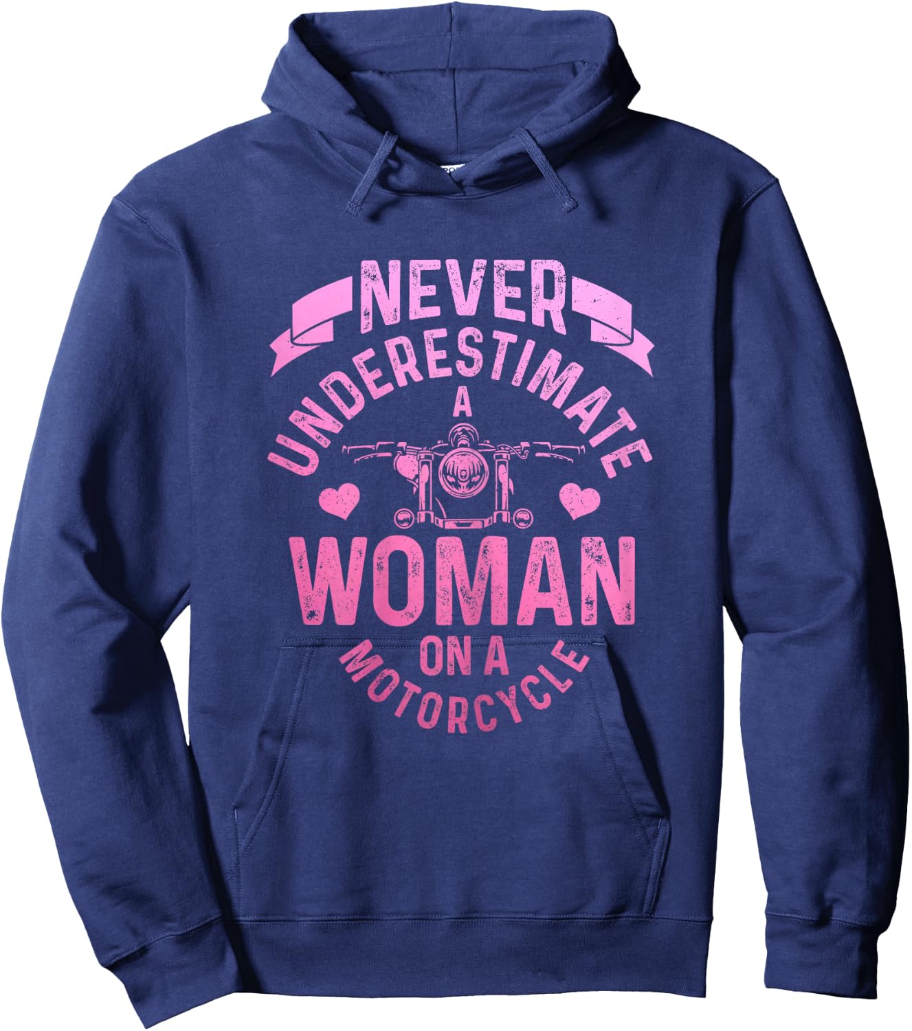 Never Underestimate A Woman Motorcycle Funny Biker Girl Hoodie - Hoodie | Navy
