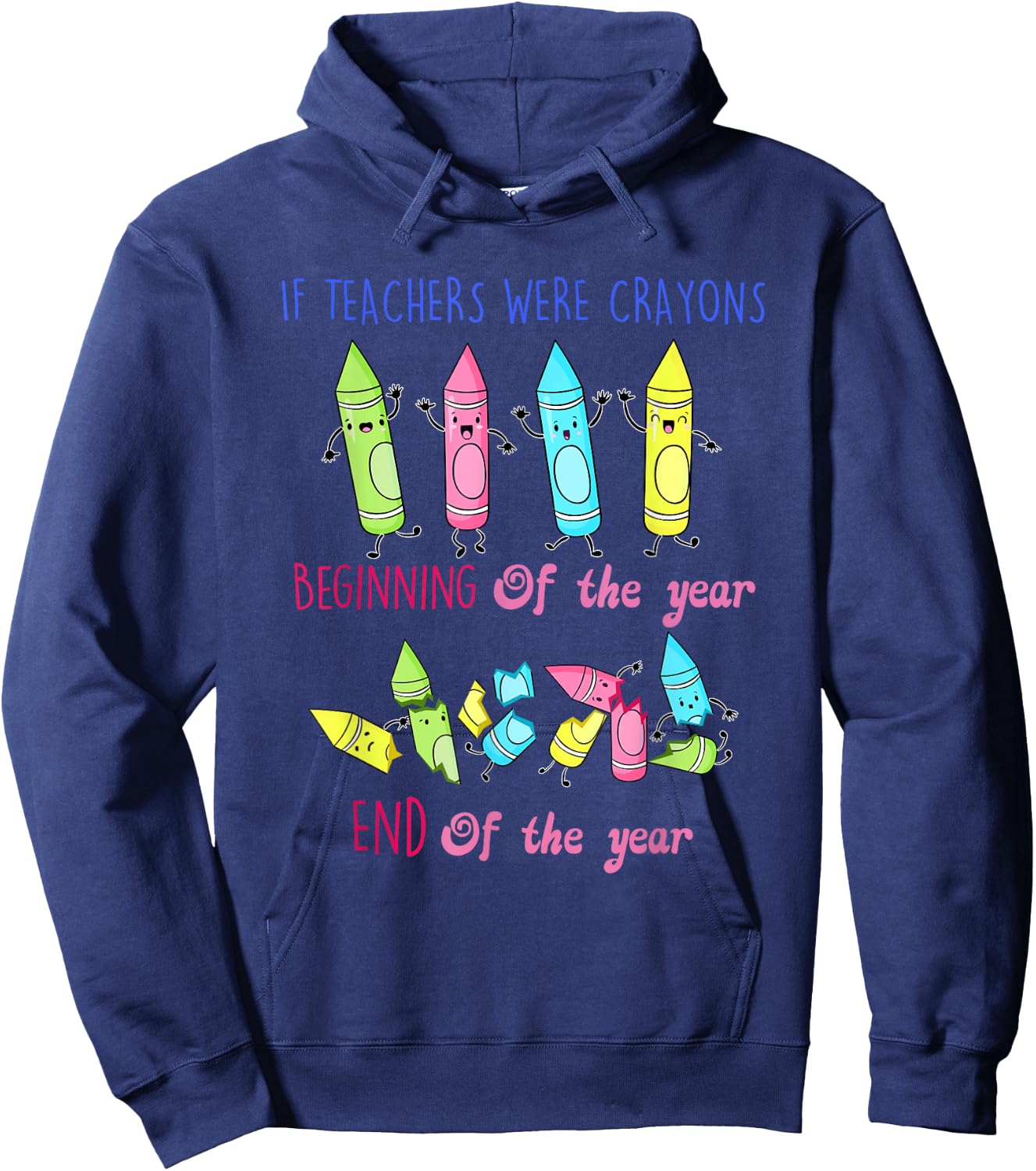 If Teachers Were Crayons Beginning Of The Year End The Year Hoodie - Hoodie | Navy