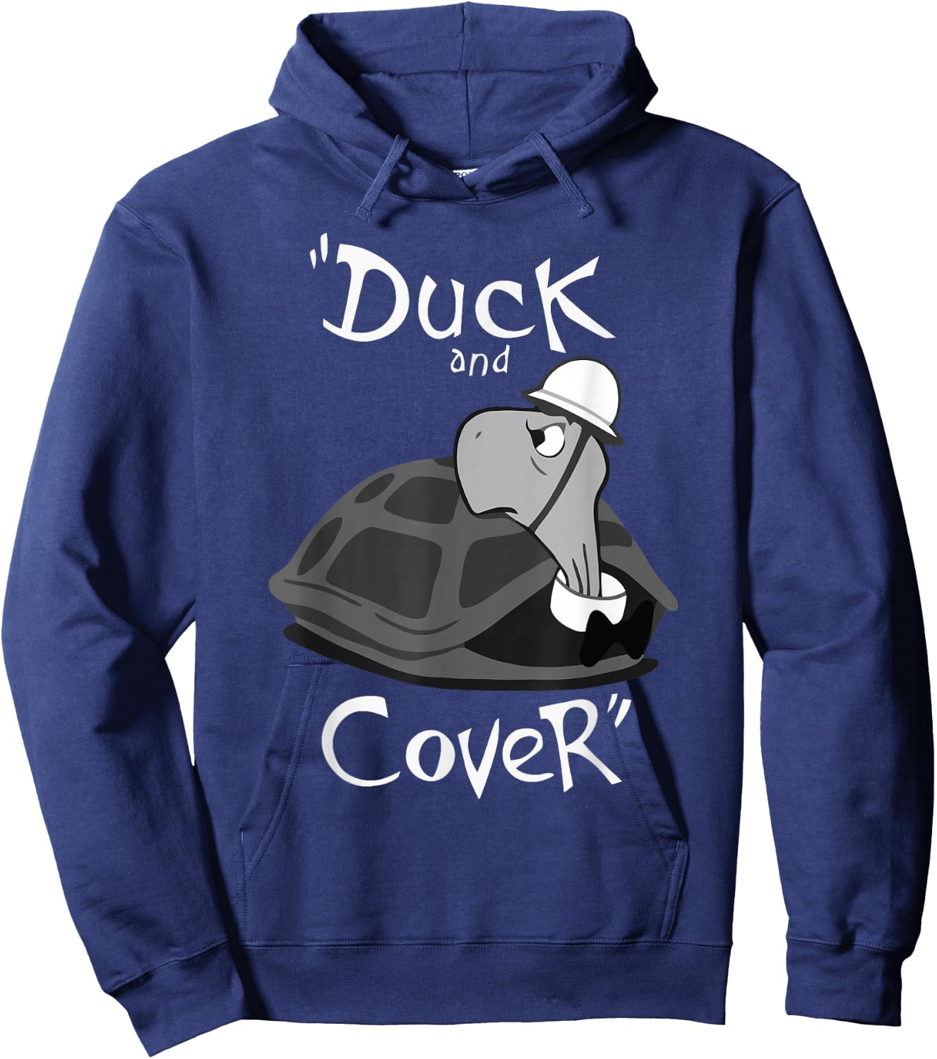 War Is Hell Store Duck and Cover Bert the Turtle - Kids, Vintage Enthusiasts, Families on Vacation - Black - Small - Short Sleeve - Cotton 65%, Polyester 35% Hoodie - Hoodie | Navy