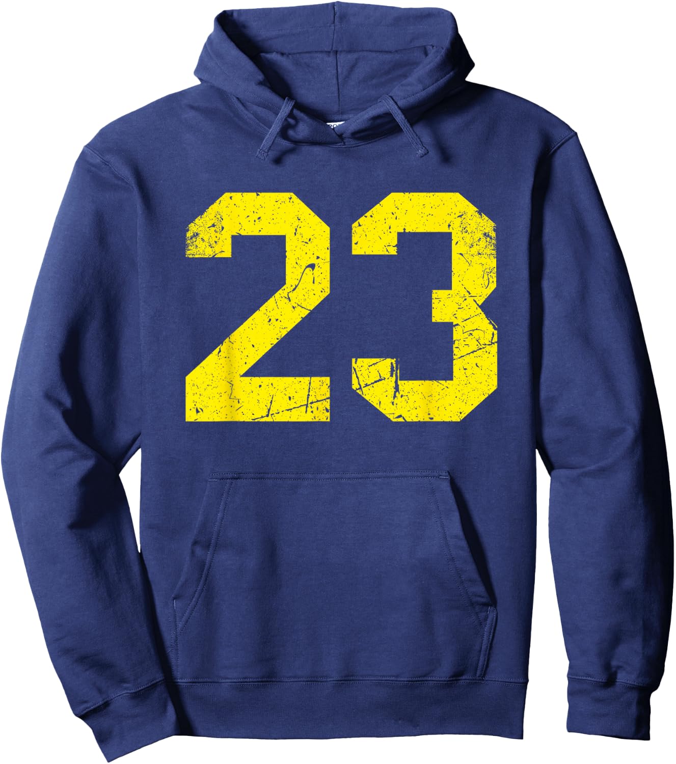 Vintage Yellow Sports Team Number #23 Hoodie - Hoodie | Navy