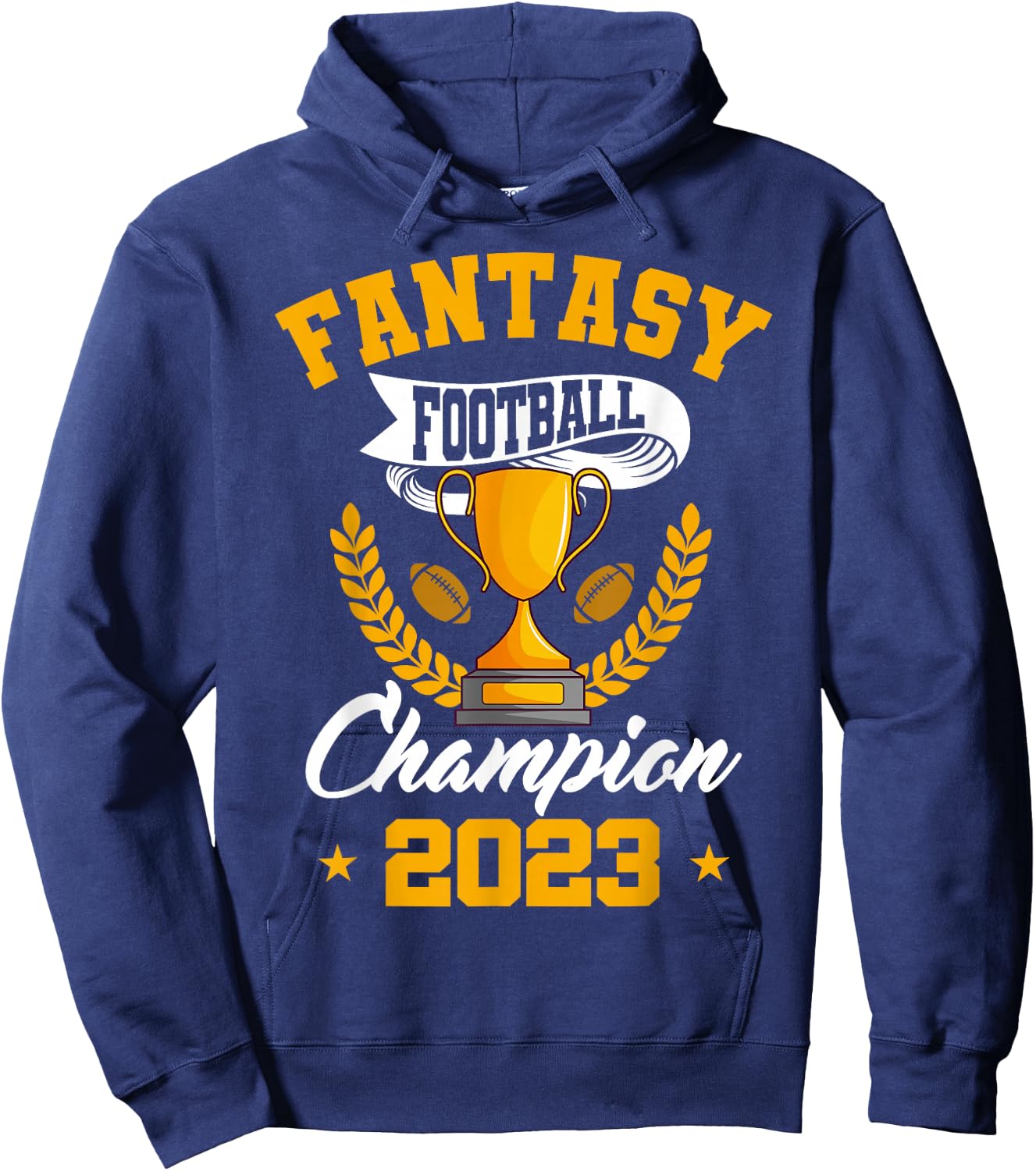 Fantasy Football Champion 2023 Golden Trophy Hoodie - Hoodie | Navy