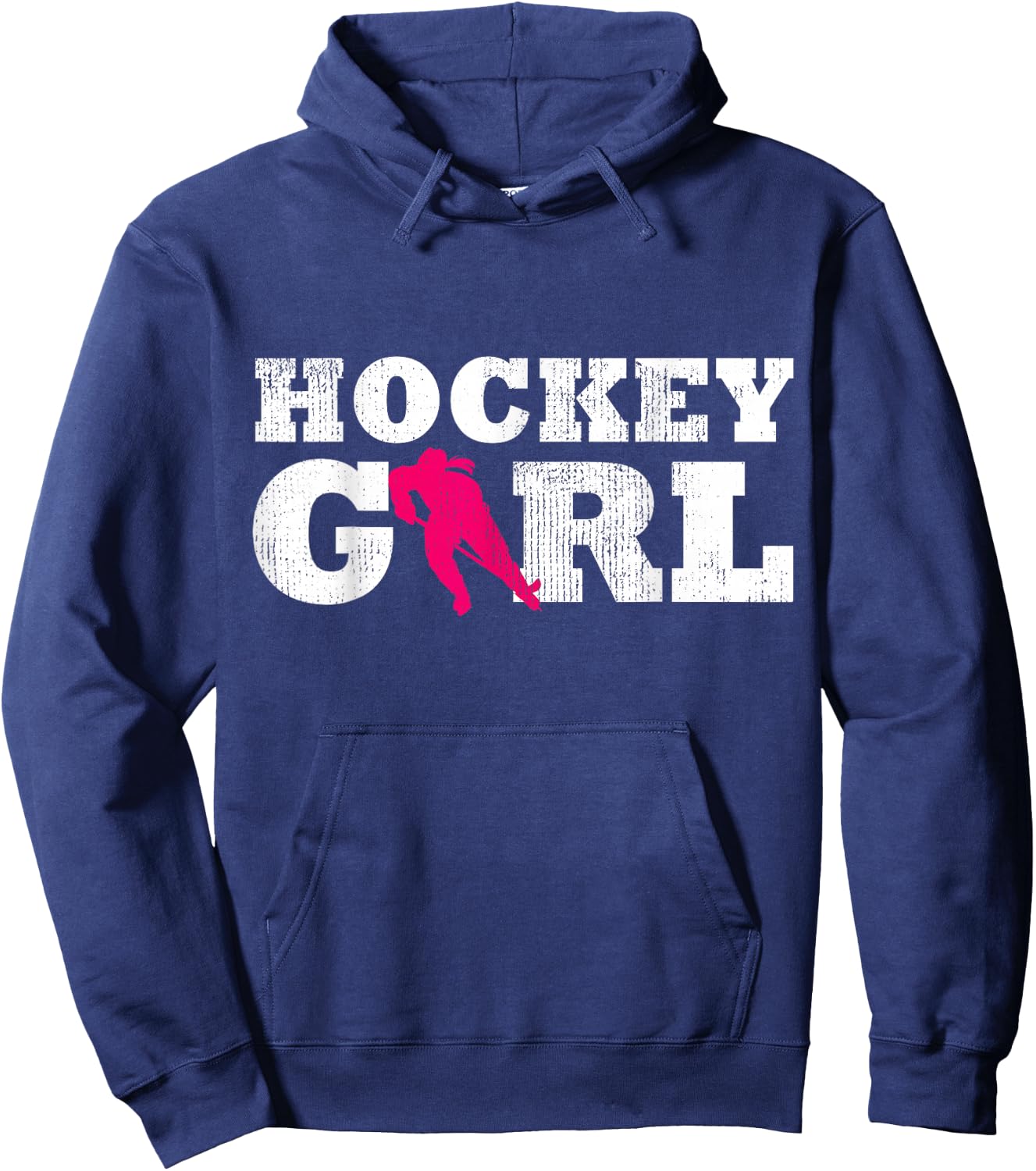 Hockey Girl Player Silhouette Sport Gift Hoodie - Hoodie | Navy