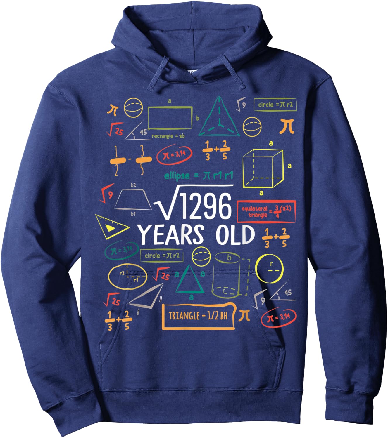 36 Years Old Square Root Math 36th Birthday Men Women Hoodie - Hoodie | Navy