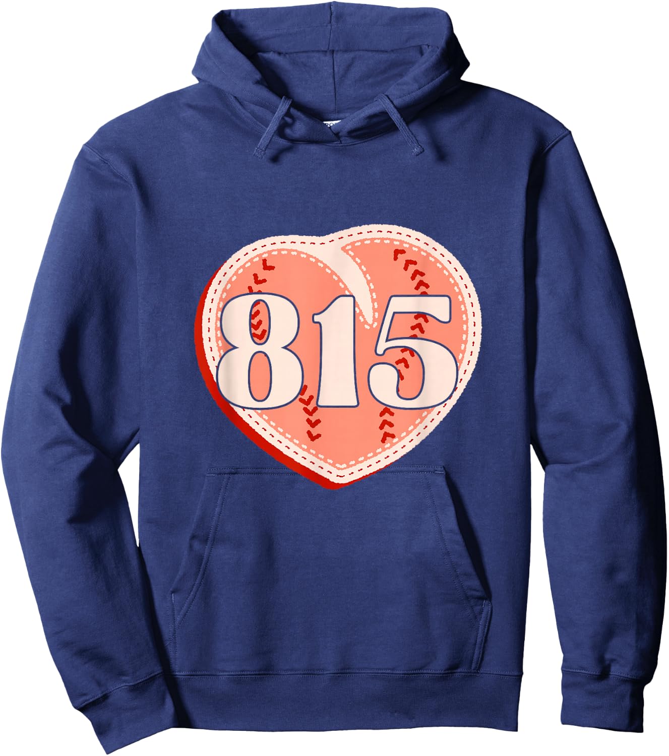 Retro Rockford Illinois 815 A Peach With Baseball Seams Hoodie - Hoodie | Navy