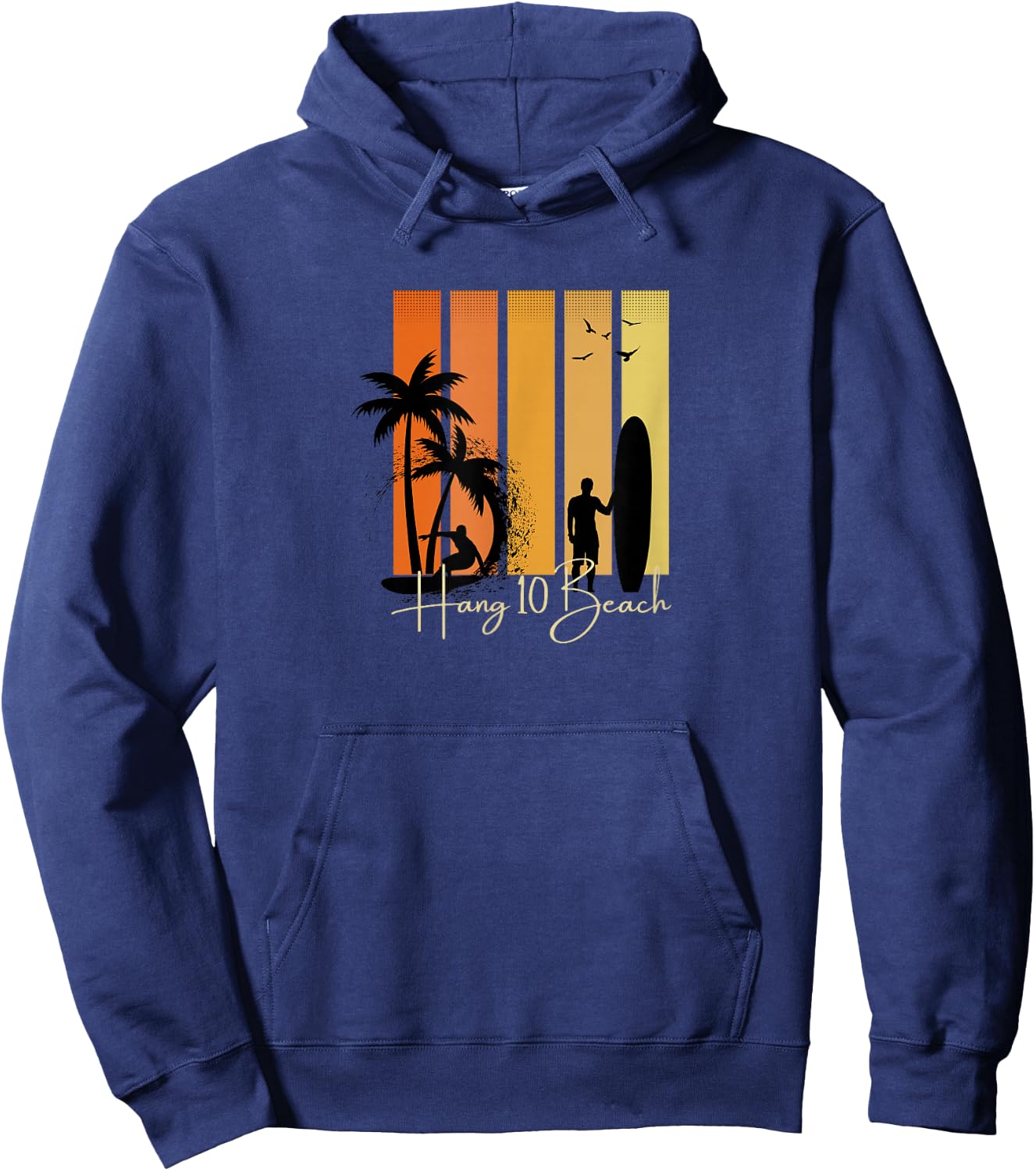 Hang 10 Beach Surfers Surfing Surf Hoodie - Hoodie | Navy