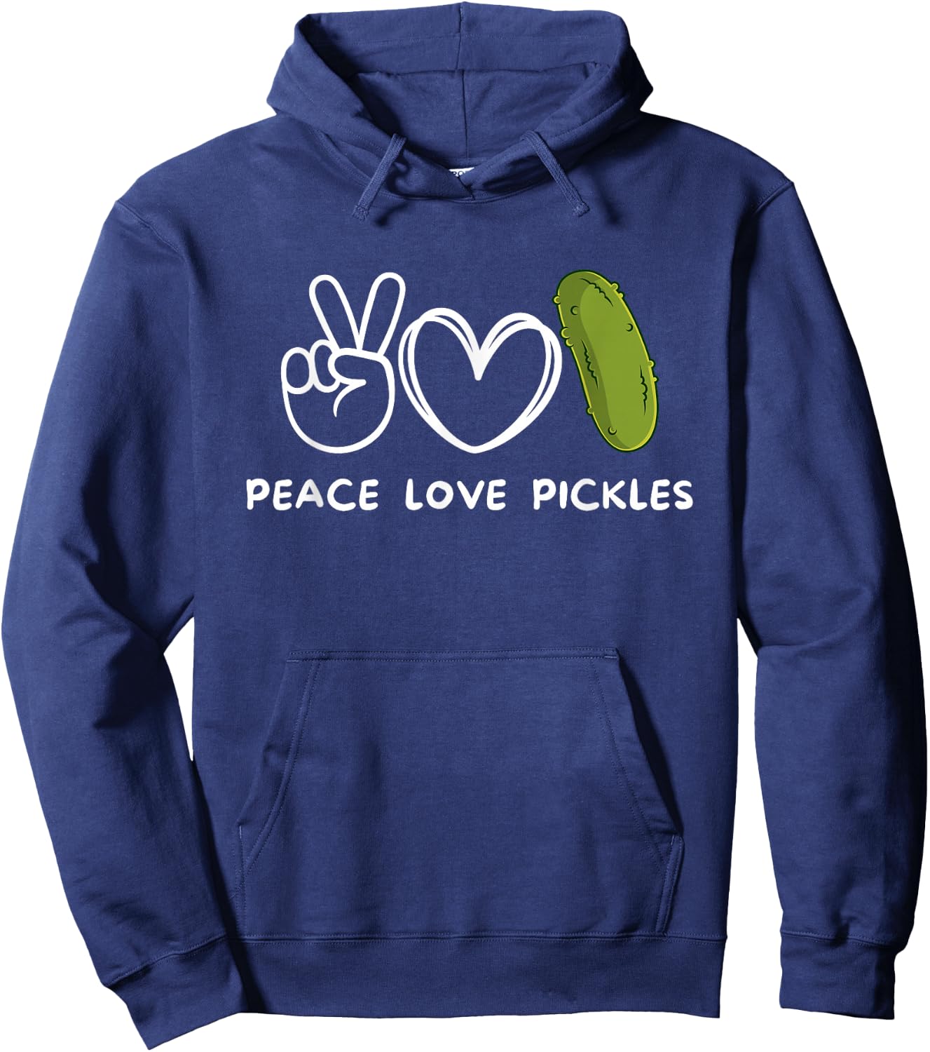 Peace, Love Pickles Retro Pickles Lover Food Lover Hoodie - Hoodie | Navy