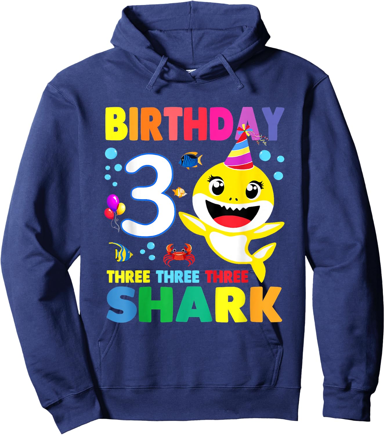 Birthday Kids Shark 3 Year Old 3rd Birthday Matching Family Hoodie - Hoodie | Navy