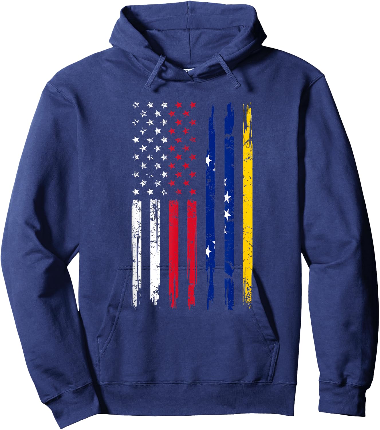 Half American And Venezuelan Usa Venezuela Flag Men Roots Hoodie - Hoodie | Navy