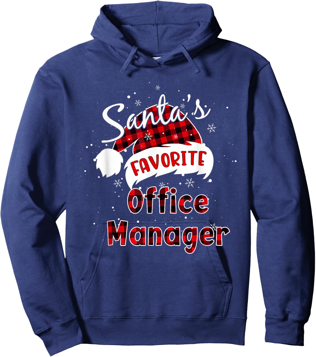 Funny Santa's Favorite Office Manager Christmas Plaid Xmas Hoodie - Hoodie | Navy