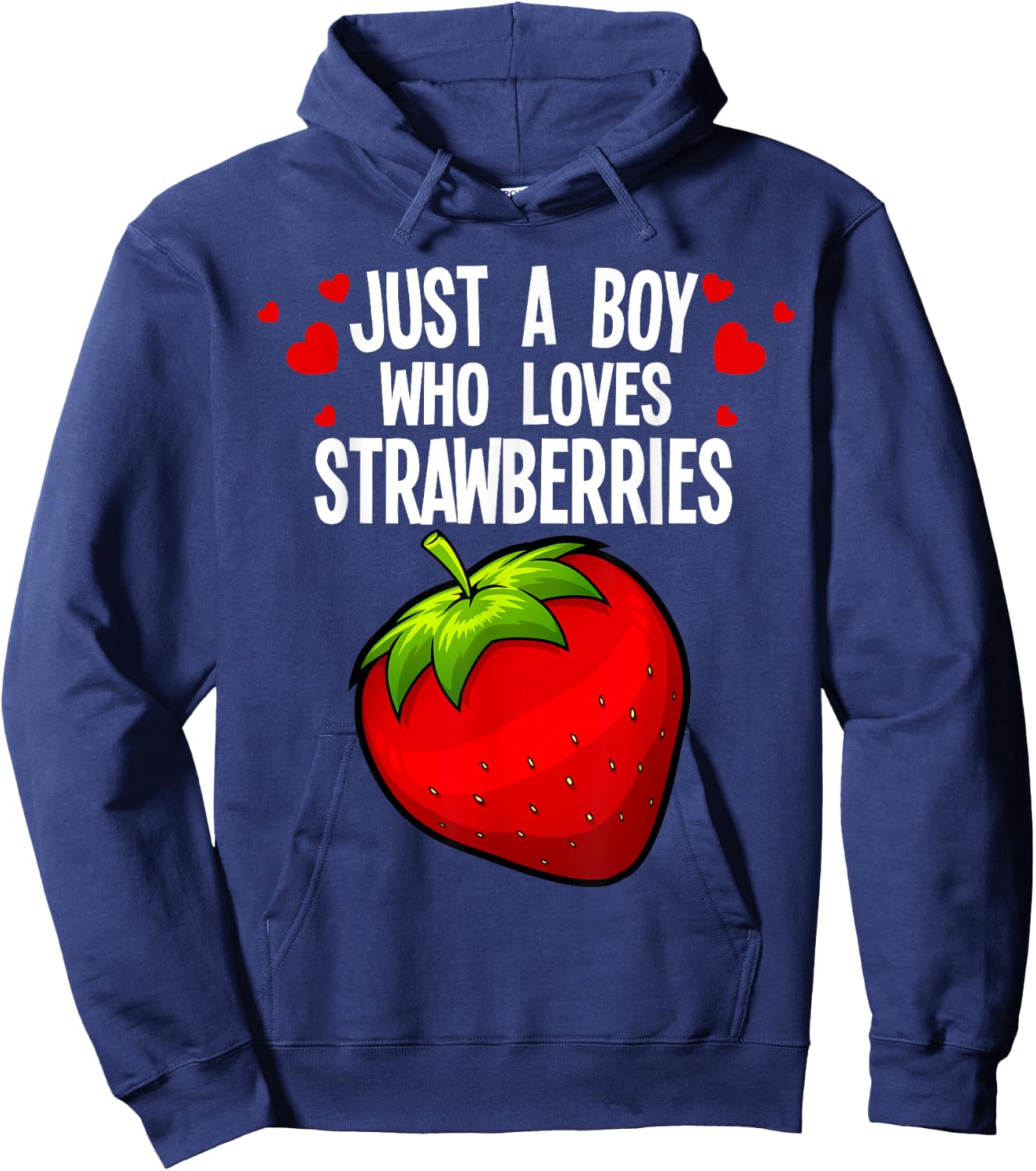 Funny Boy Strawberry Design Kids Strawberries Lover Hoodie - Hoodie | Navy