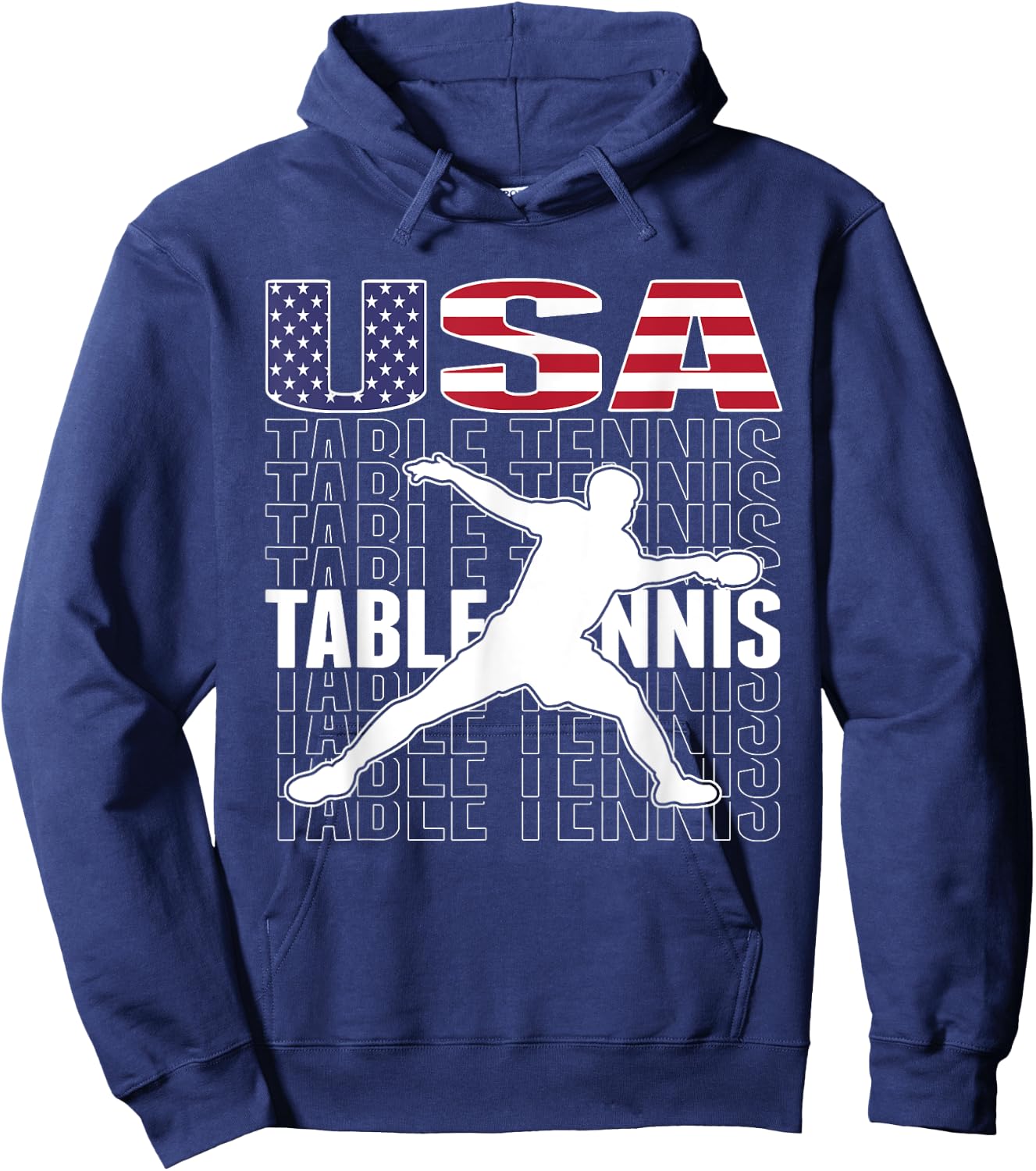 America Table Tennis Fans Jersey American Flag Ping Pong Hoodie - Hoodie | Navy