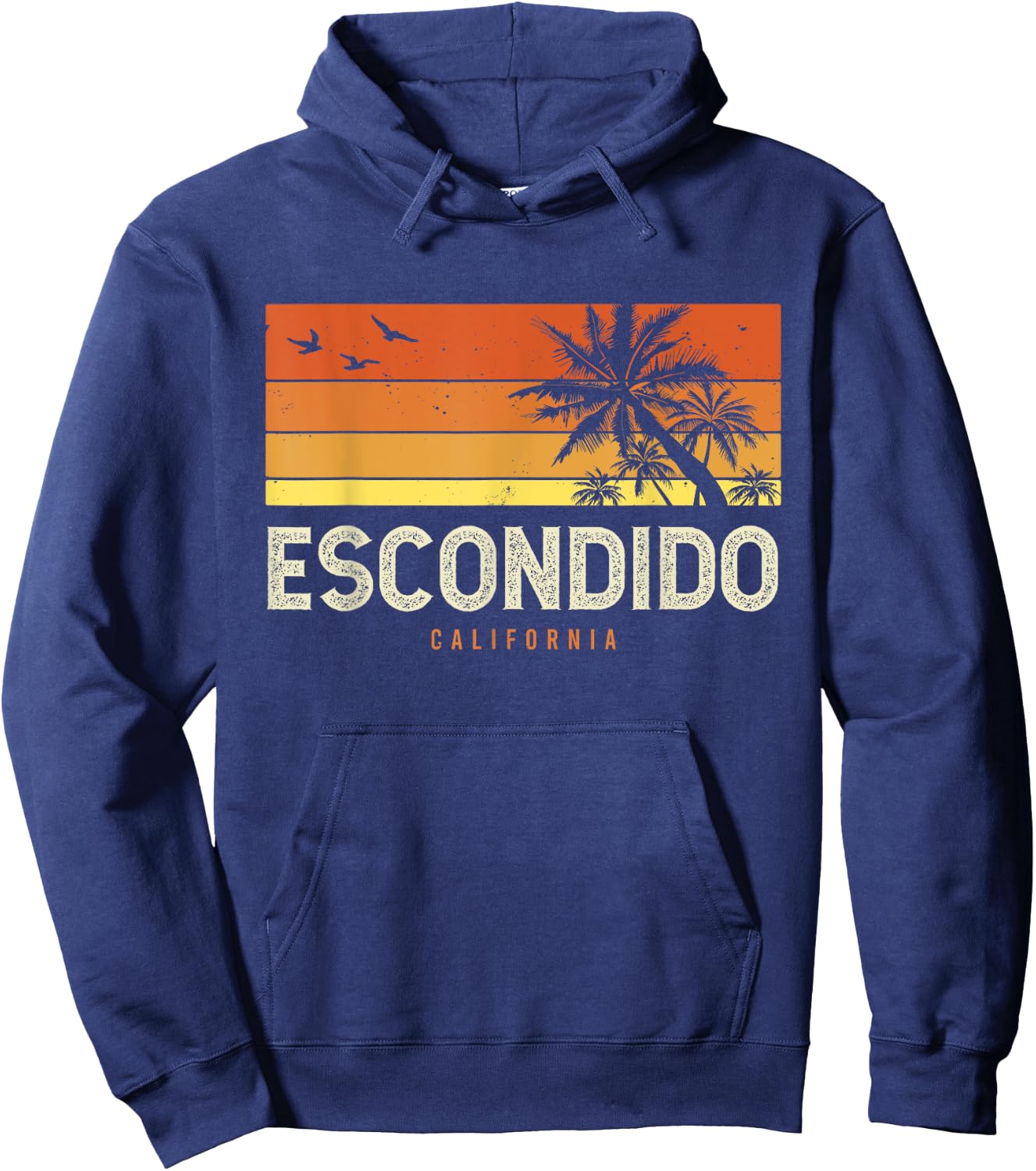 Retro Escondido California CA Vintage Palms Sunset Hoodie - Hoodie | Navy