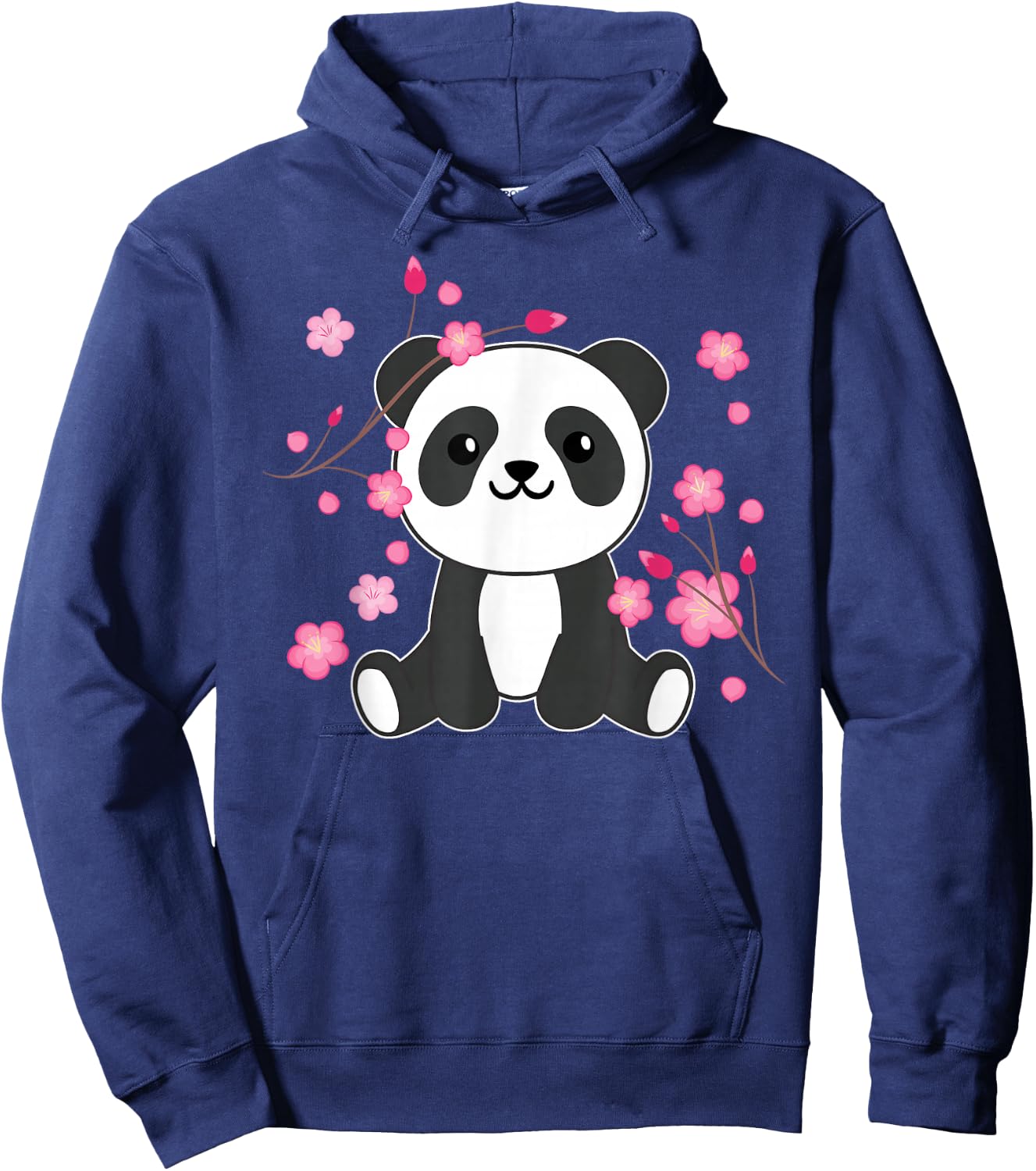 Panda Cute Animals for Children Kawaii Cherry Blossoms Hoodie - Hoodie | Navy