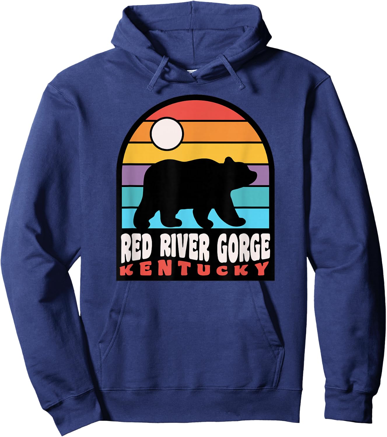 Red River Gorge Kentucky Hiking Bear Badge Hoodie - Hoodie | Navy