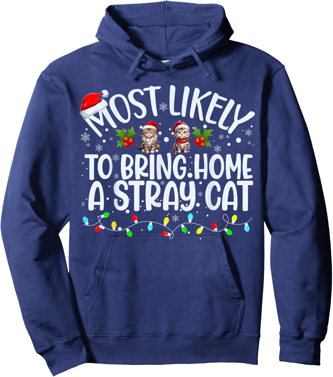 Most Likely To Bring Home A Stray Cat Matching Christmas Men Women Kids Hoodie - Hoodie | Navy