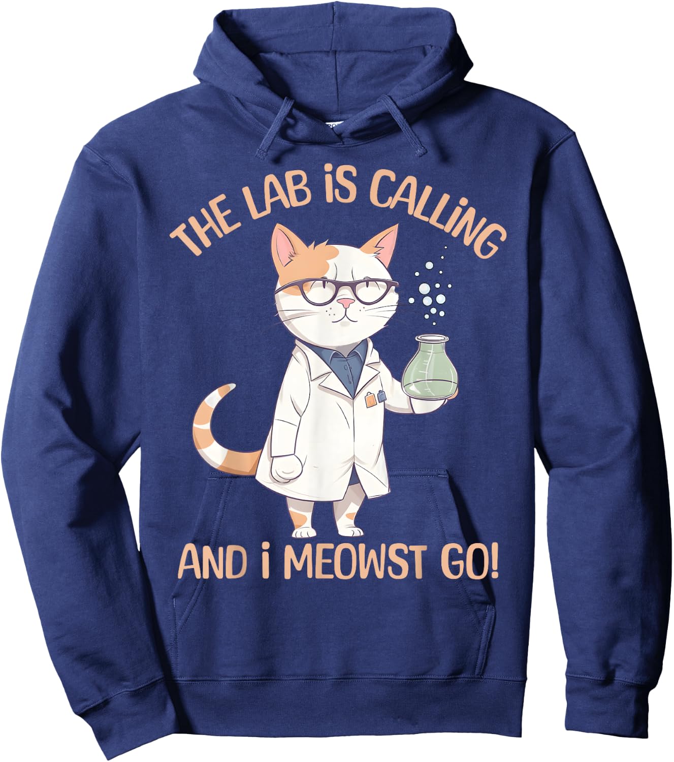 Girls Lab Calling Science Funny Lab Cat Laboratory Chemistry Hoodie - Hoodie | Navy