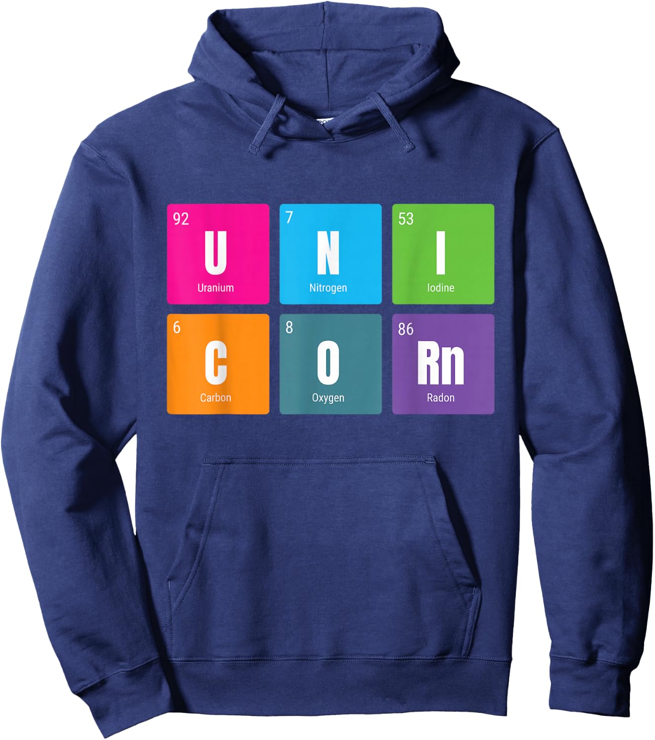 Periodic Table Rainbow Unicorn - Mystical Creature Hoodie - Hoodie | Navy