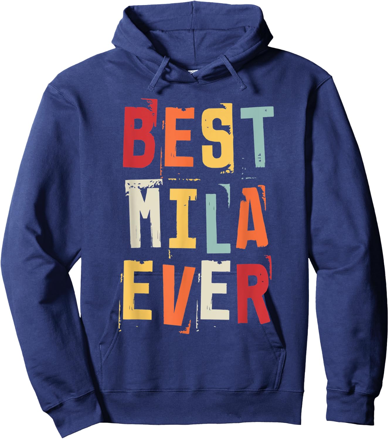 I Love Mila Retro Vintage Text Birth Names Best Mila Hoodie - Hoodie | Navy