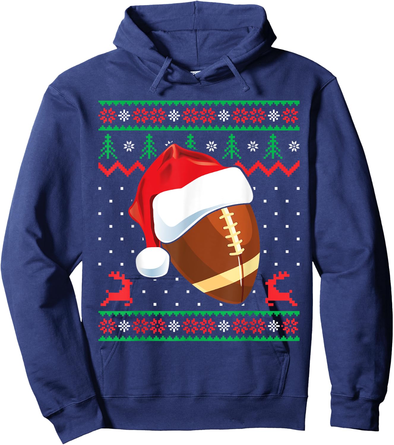 Funny Football Ugly Christmas Sweater Boys Sports Xmas Hoodie - Hoodie | Navy