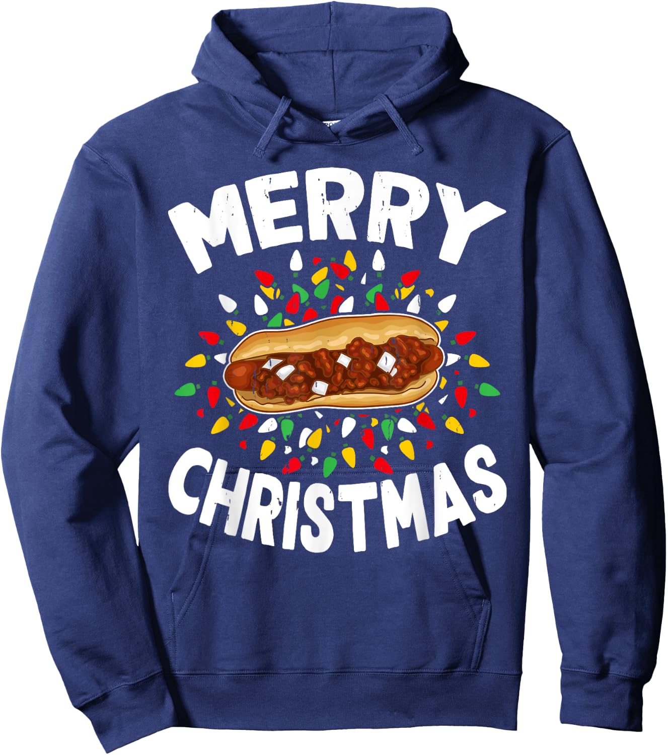 Merry Christmas Sweaters Funny Food Lover Chili Dog Xmas Men Women Hoodie - Hoodie | Navy