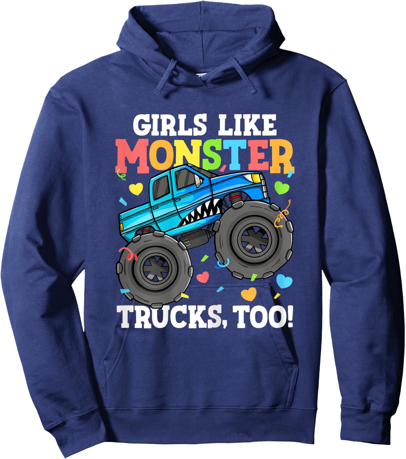 Shark Monster Truck Girls Like Monster Trucks Too Kids Hoodie - Hoodie | Navy