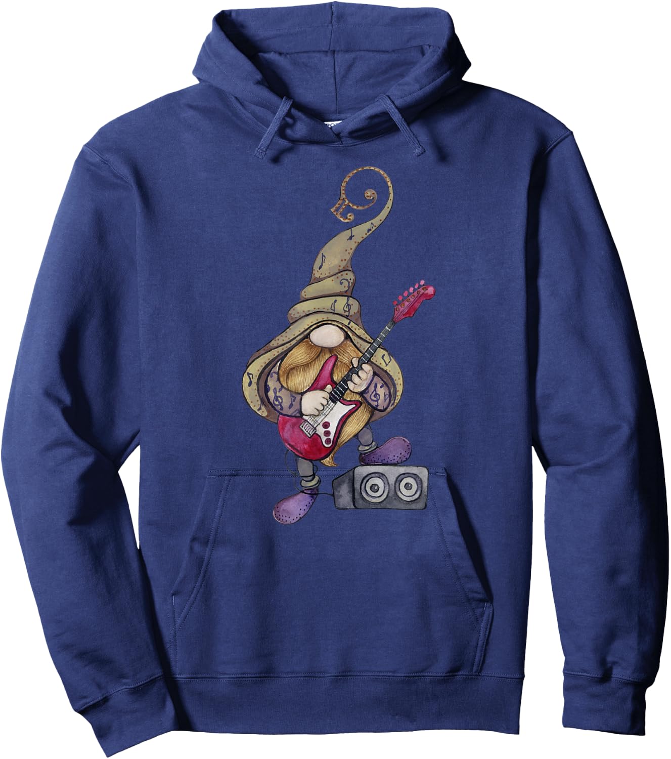 Musical Gnome Guitar Player, Playing Guitar Music Hoodie - Hoodie | Navy