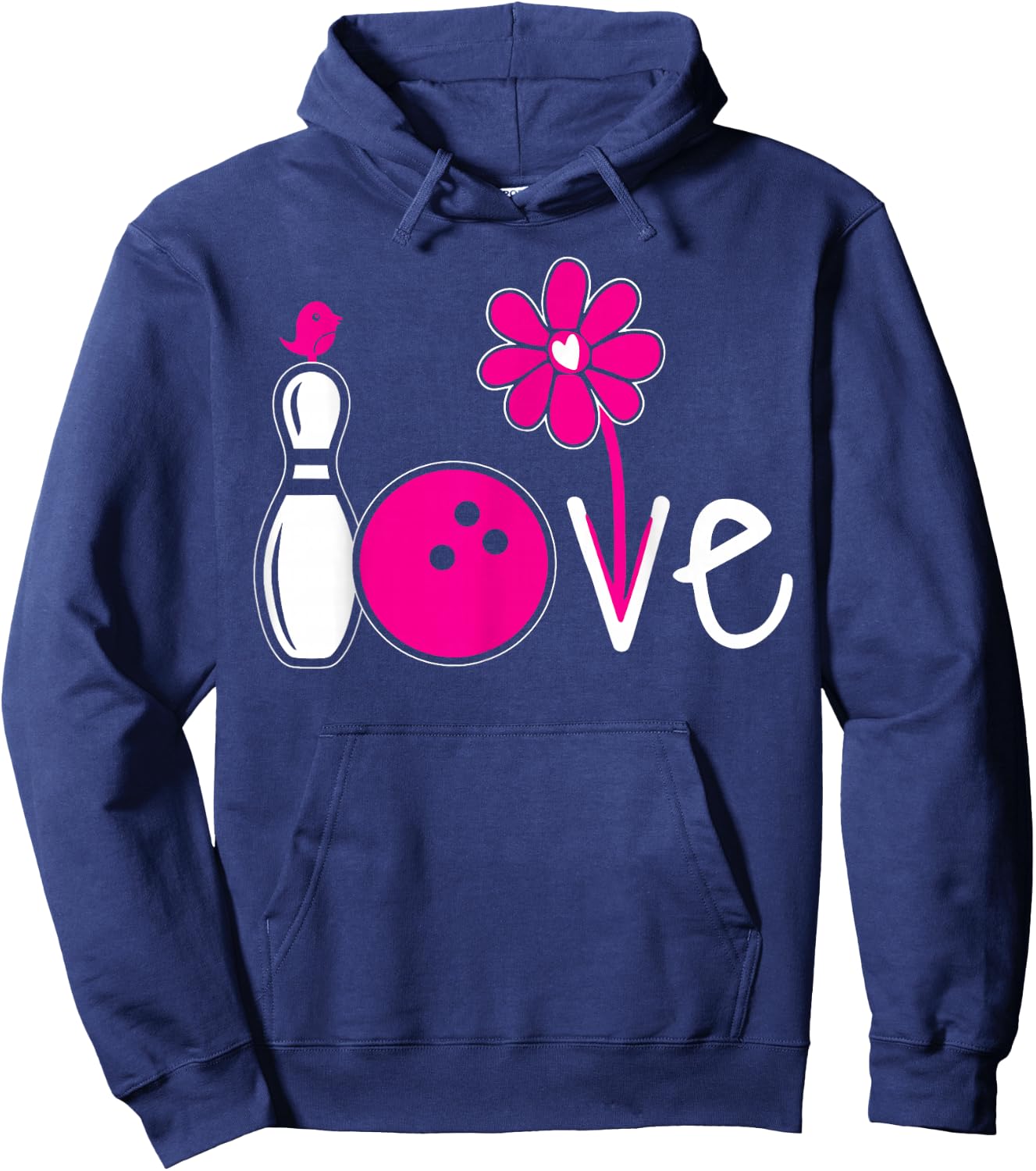 Women Bowling-Shirt Girls Love Team Bowling Vintage Hoodie - Hoodie | Navy