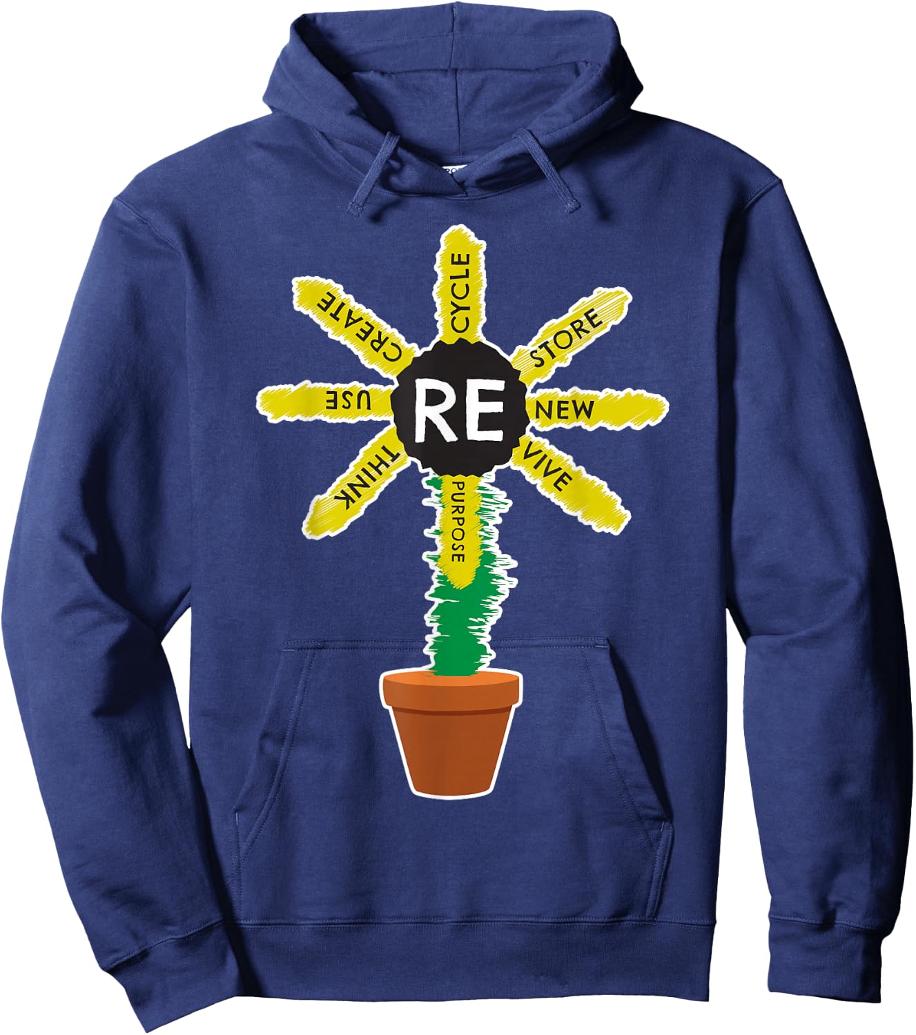 Recycle Reuse Renew Rethink Green Save the Planet Earth Day Hoodie - Hoodie | Navy