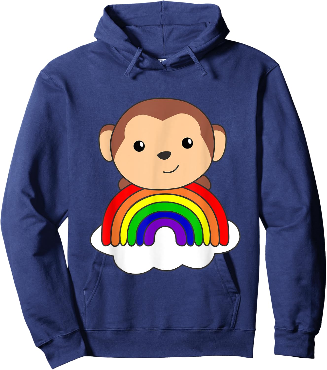 Monkey Rainbow Cloud Cute Animals For Kids Monkeys Hoodie - Hoodie | Navy
