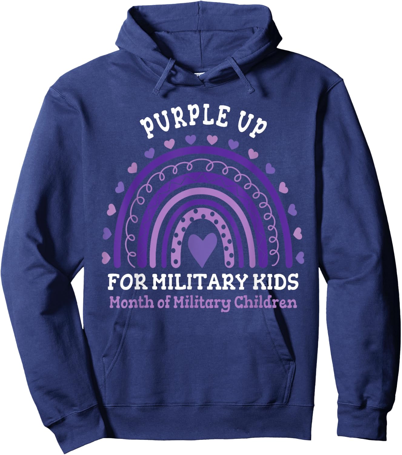 Military Purple Up Day Kids Shirt Month Military Rainbow Kid Hoodie - Hoodie | Navy