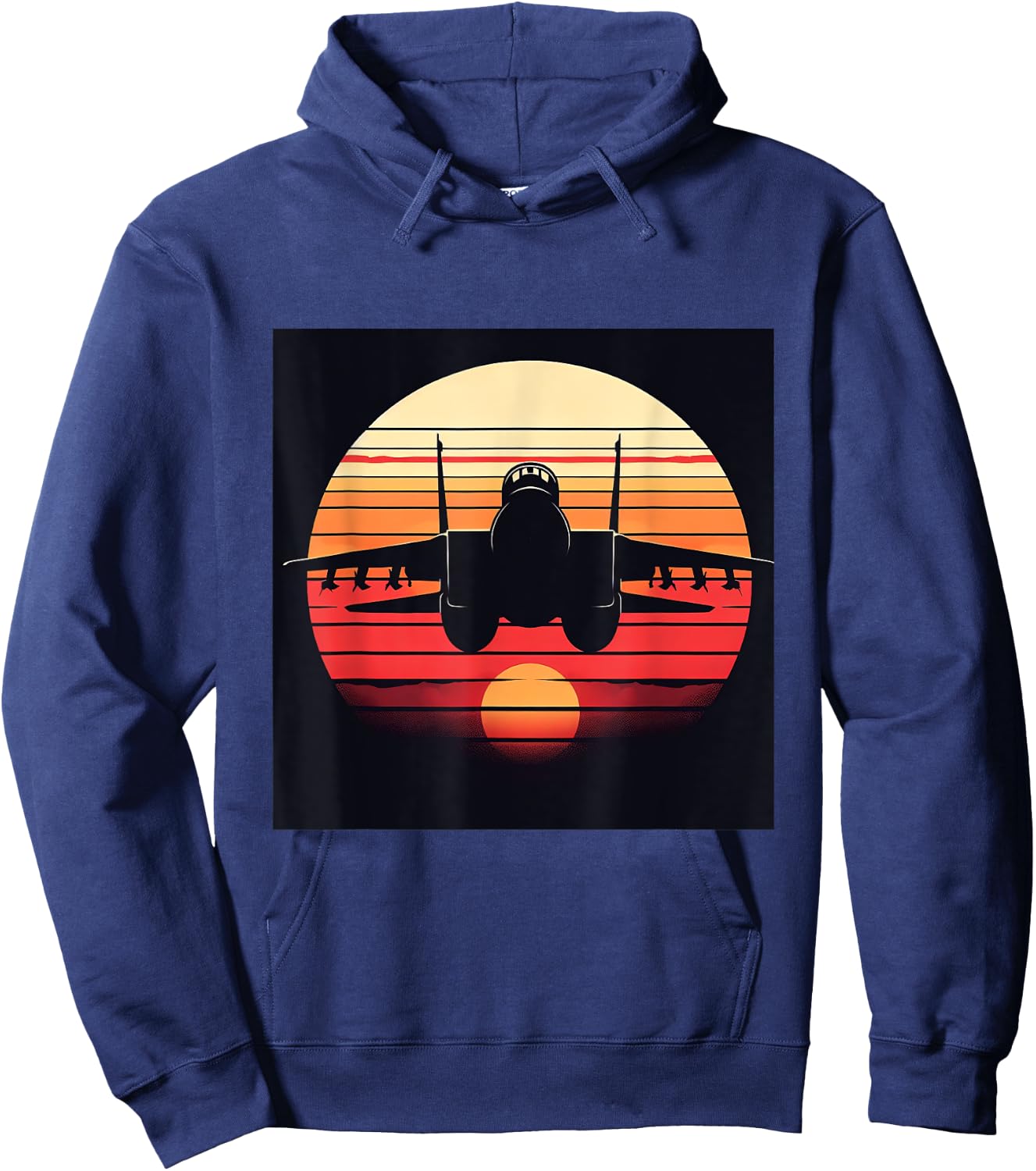 F-14 Tomcat Fighter Jet Silhouette Sunset Military Aviation Hoodie - Hoodie | Navy