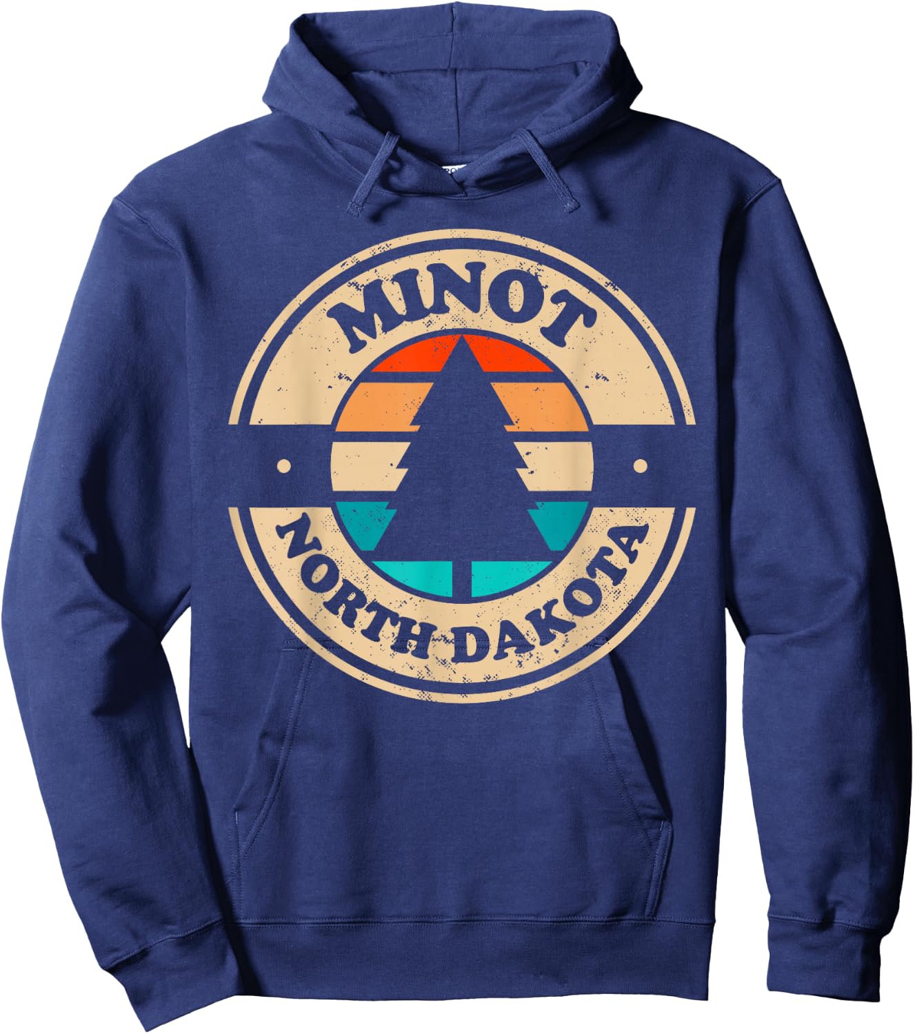 Minot North Dakota ND Vintage Graphic Retro 70s 80s Hoodie - Hoodie | Navy