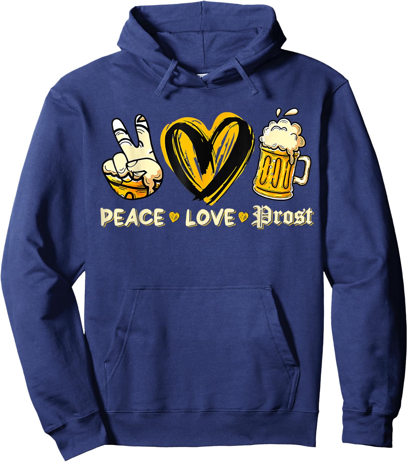 Cute Oktoberfest Costume Peace Love Prost Prost Oktoberfest Hoodie - Hoodie | Navy