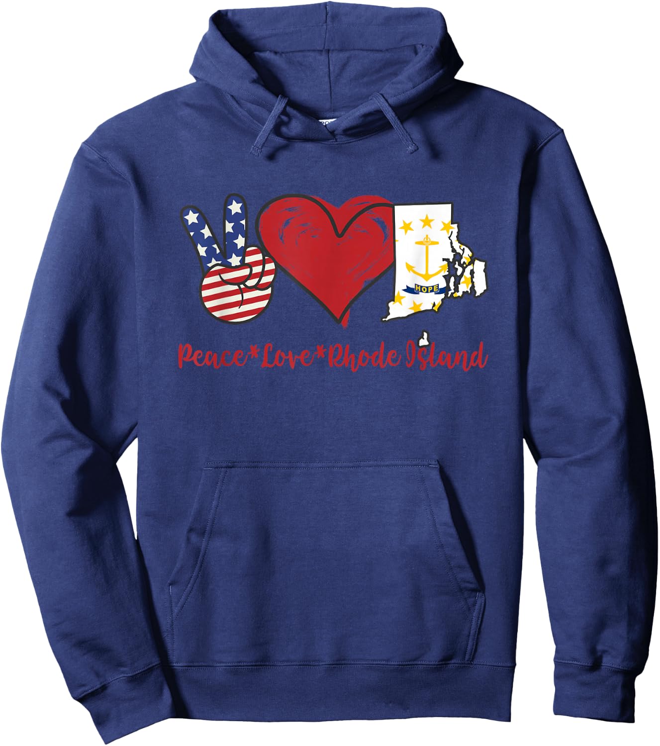 Peace Love Rhode Island Hoodie - Hoodie | Navy