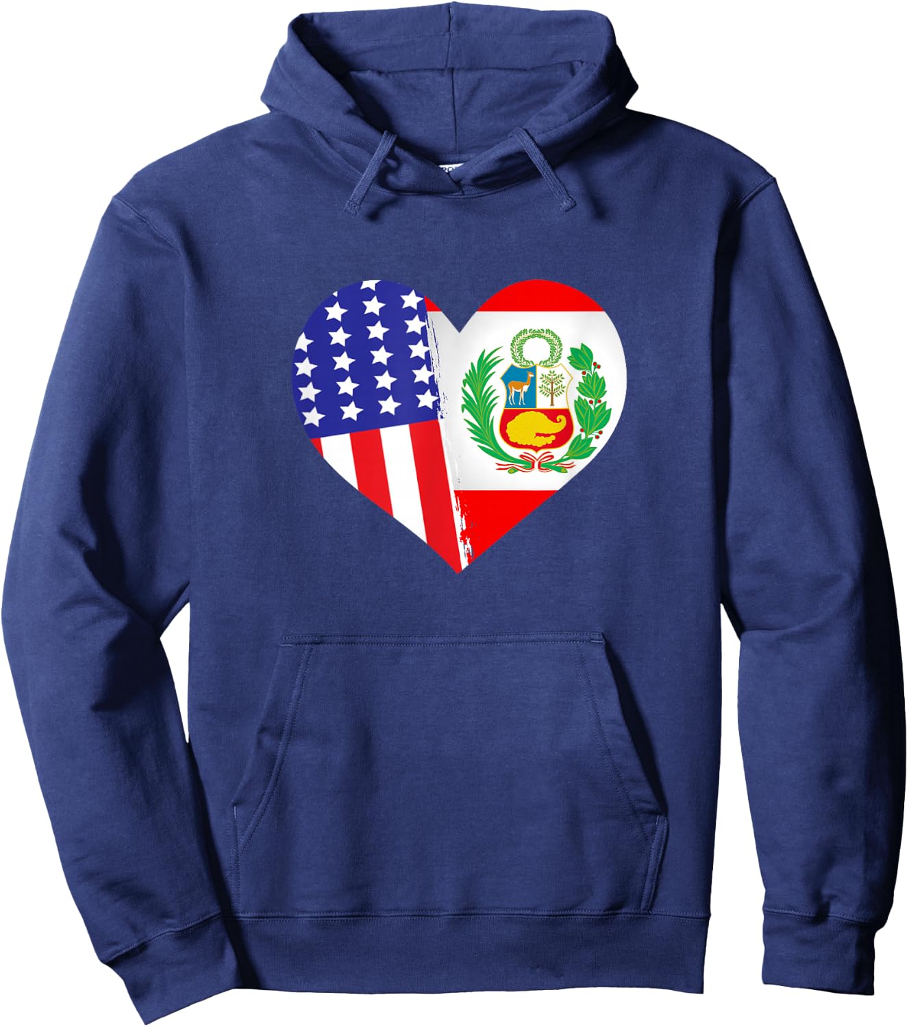 Peruvian American USA Peru America Flag Heart Roots Heritage Hoodie - Hoodie | Navy