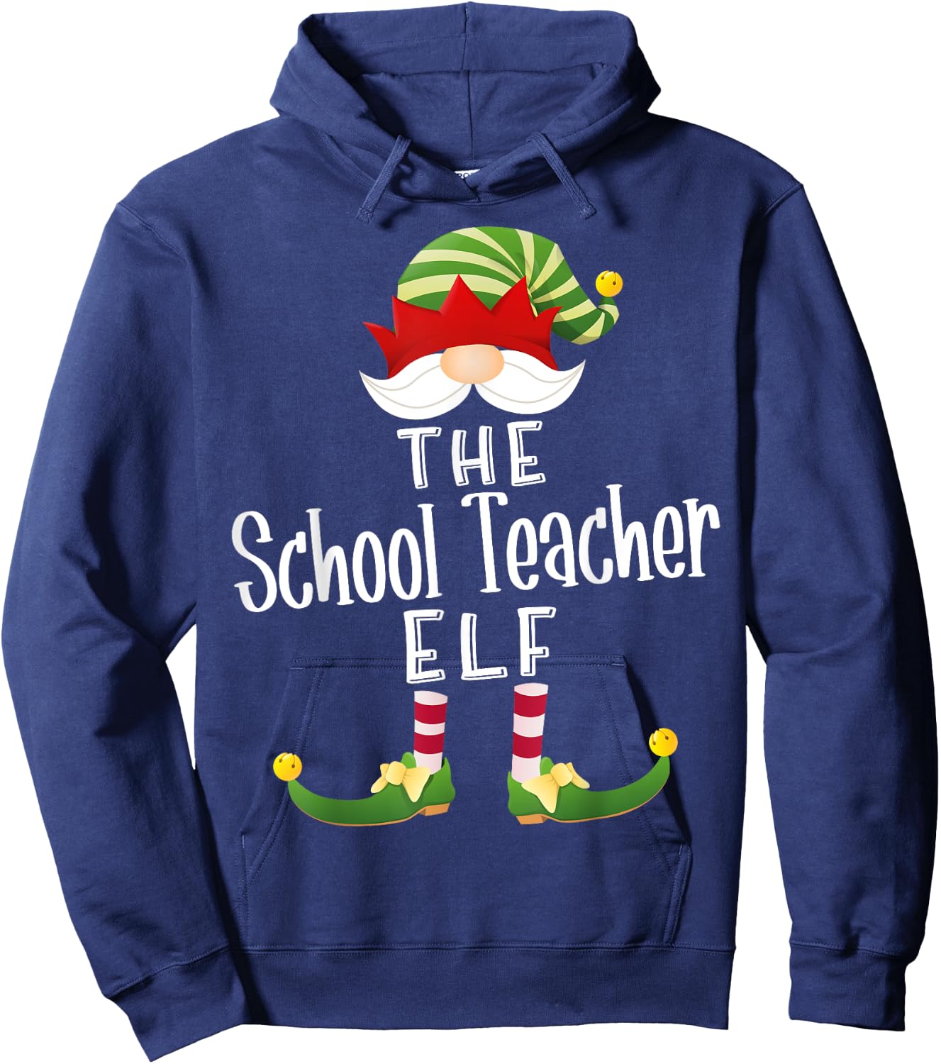 School Teacher Elf Group Christmas Funny Pajama Party Women Hoodie - Hoodie | Navy