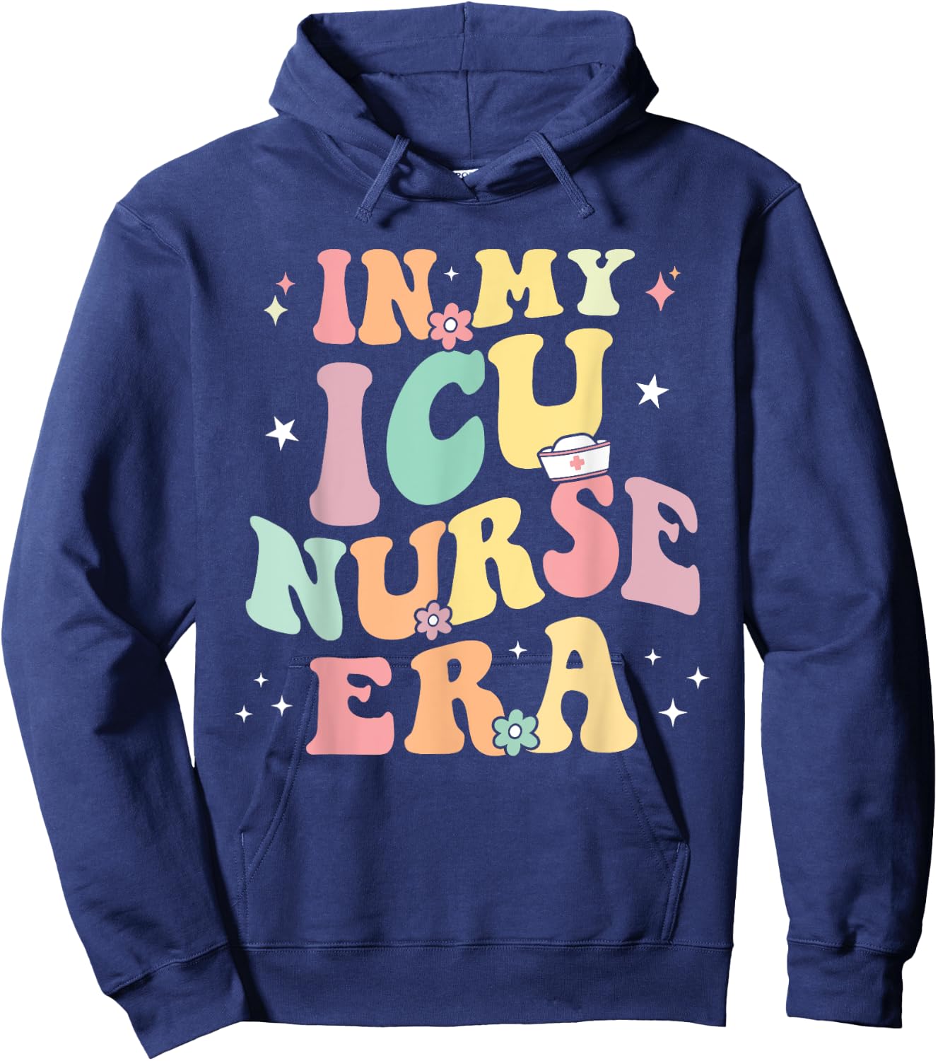 In My ICU Nurse Era Retro Nursing School Intensive Care Unit Hoodie - Hoodie | Navy
