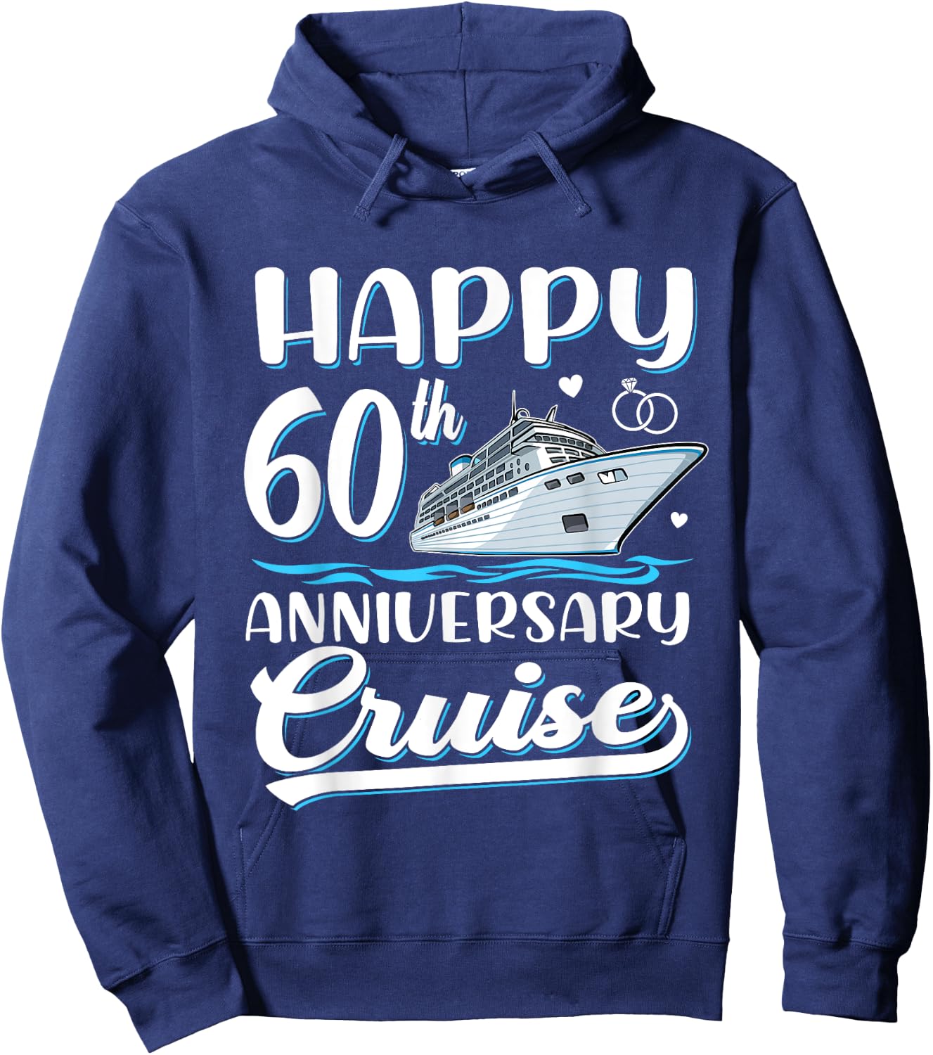 Happy 60th Anniversary Cruise Wedding 60 Years Old Couples Hoodie - Hoodie | Navy