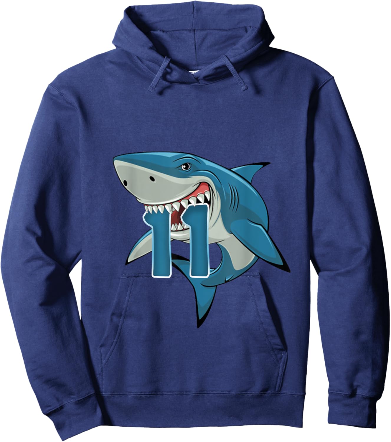 Kids 11 Year Old Shark Shirt 11th Birthday Shark Theme Party Hoodie - Hoodie | Navy