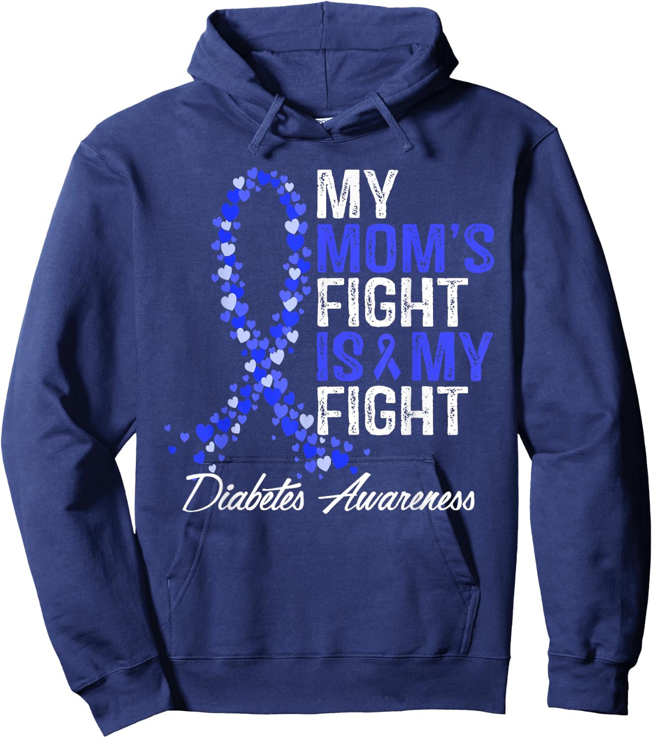 Diabetes Awareness Mom Fight Is My T1D Type 1 Mother Support Hoodie - Hoodie | Navy