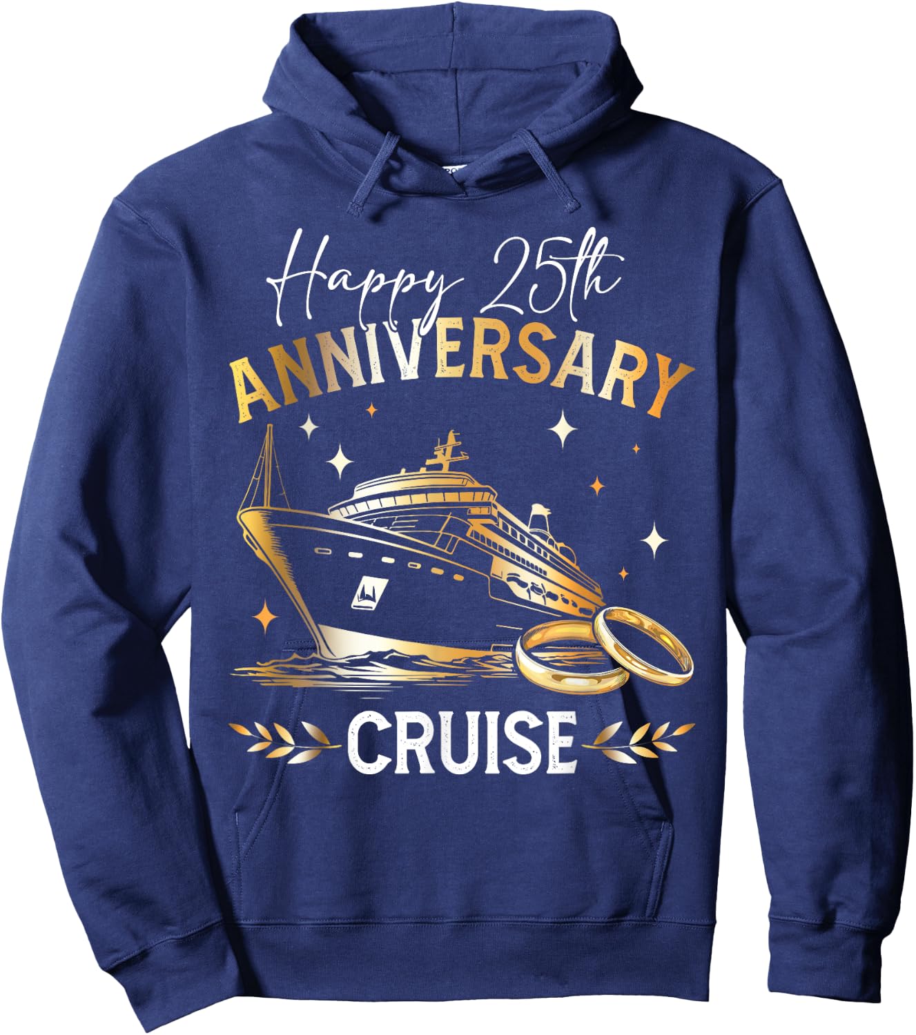 Happy 25th Anniversary Cruise Wedding Matching Gifts Hoodie - Hoodie | Navy