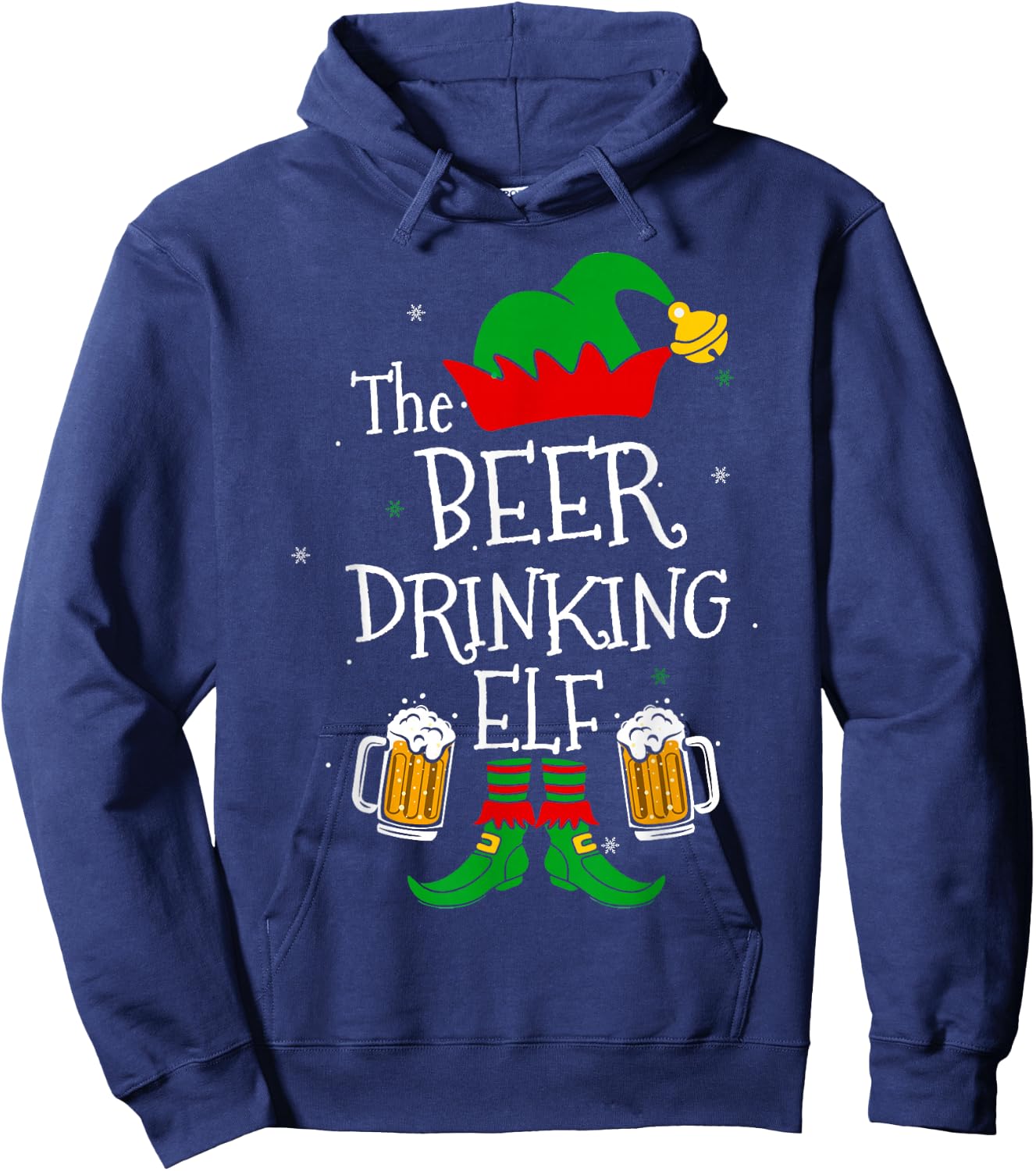 The Beer Drinking Elf Matching Family Drinker Merry Xmas Day Hoodie - Hoodie | Navy