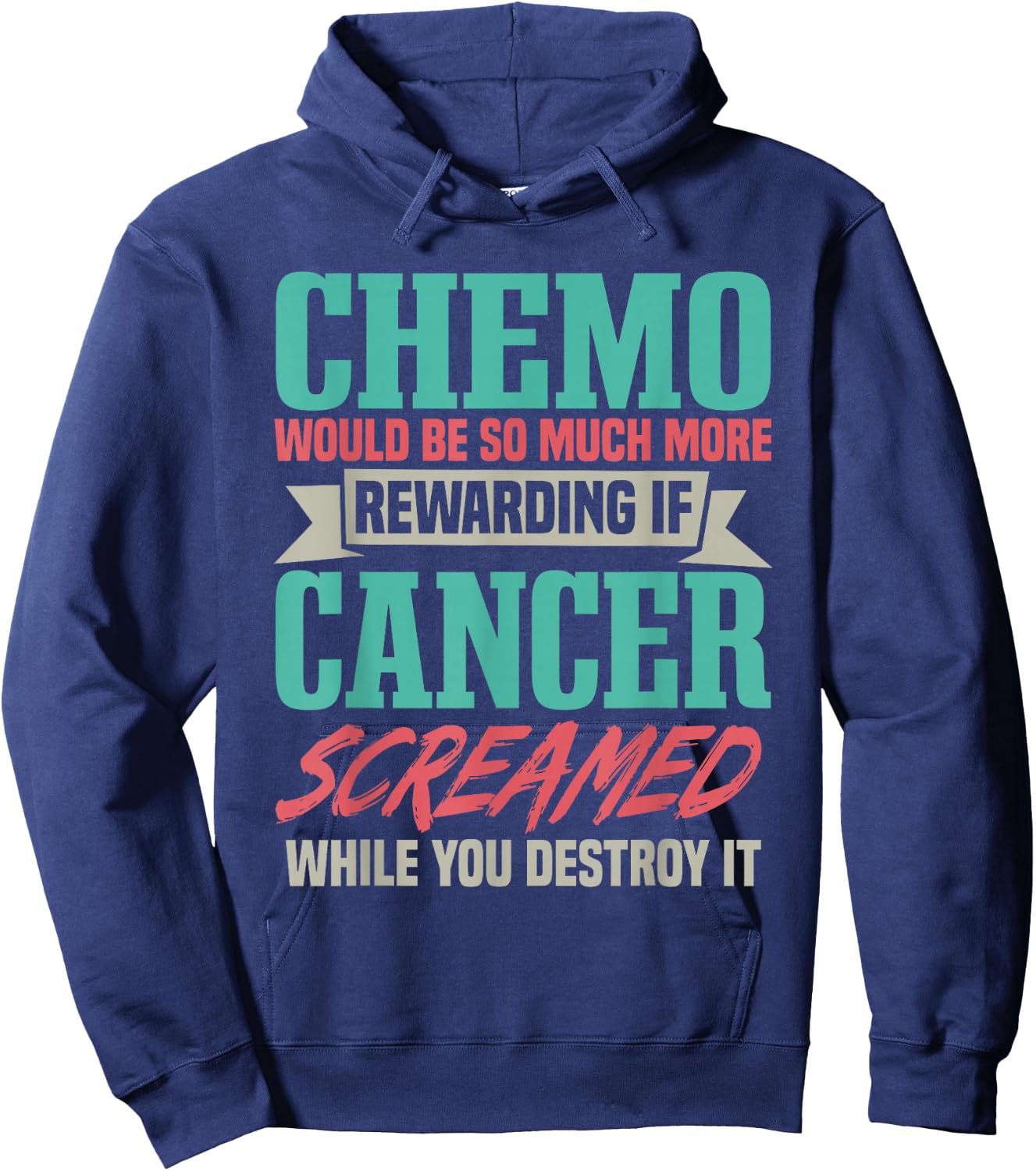 Chemo Chemotherapy Shirt - Women's Cancer Awareness - Black - Small - Short Sleeve - - Regular Fit - -Adults Hoodie - Hoodie | Navy