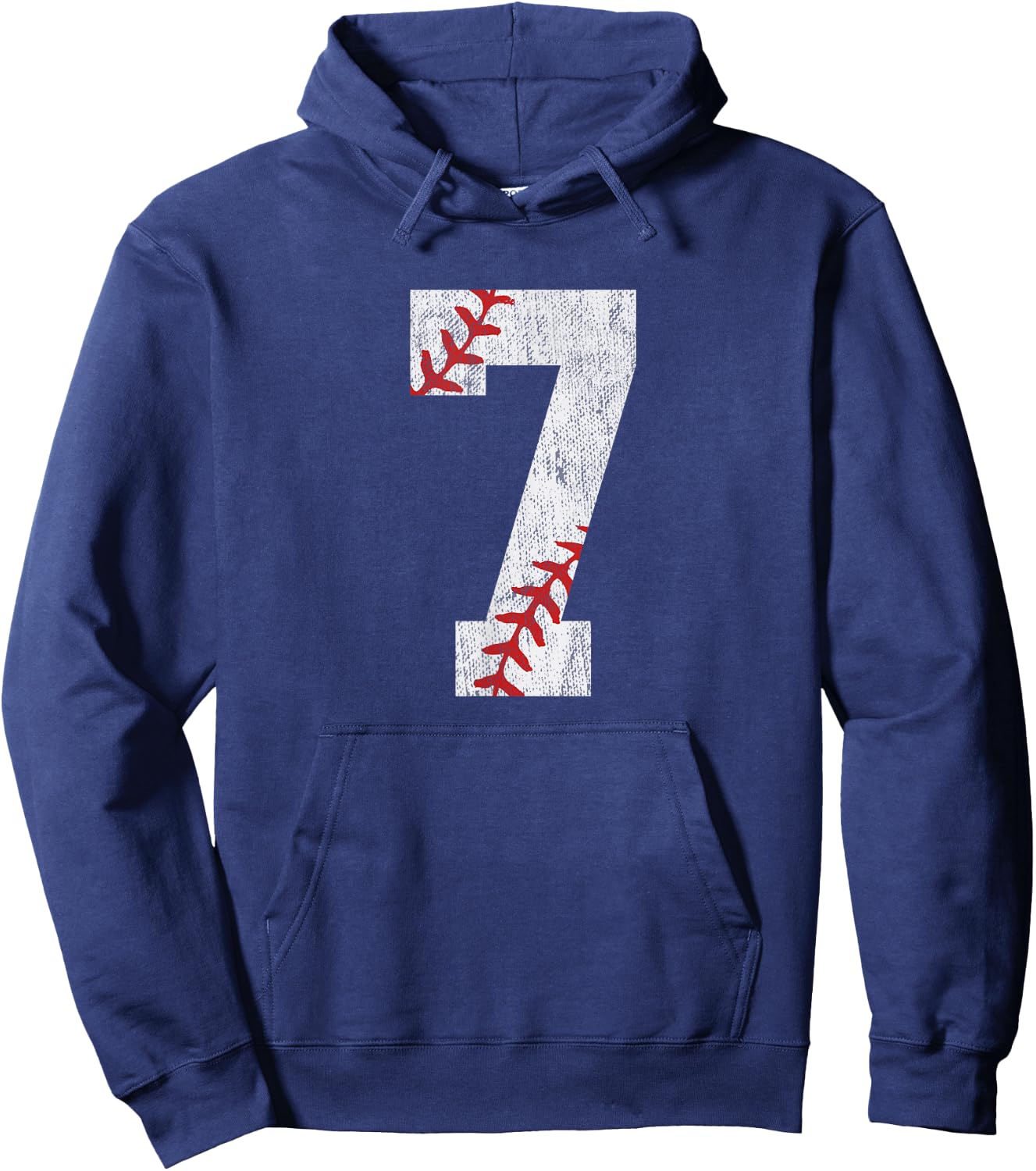 Number #7 Vintage 7th Birthday Baseball Lover 7 Years Old Hoodie - Hoodie | Navy