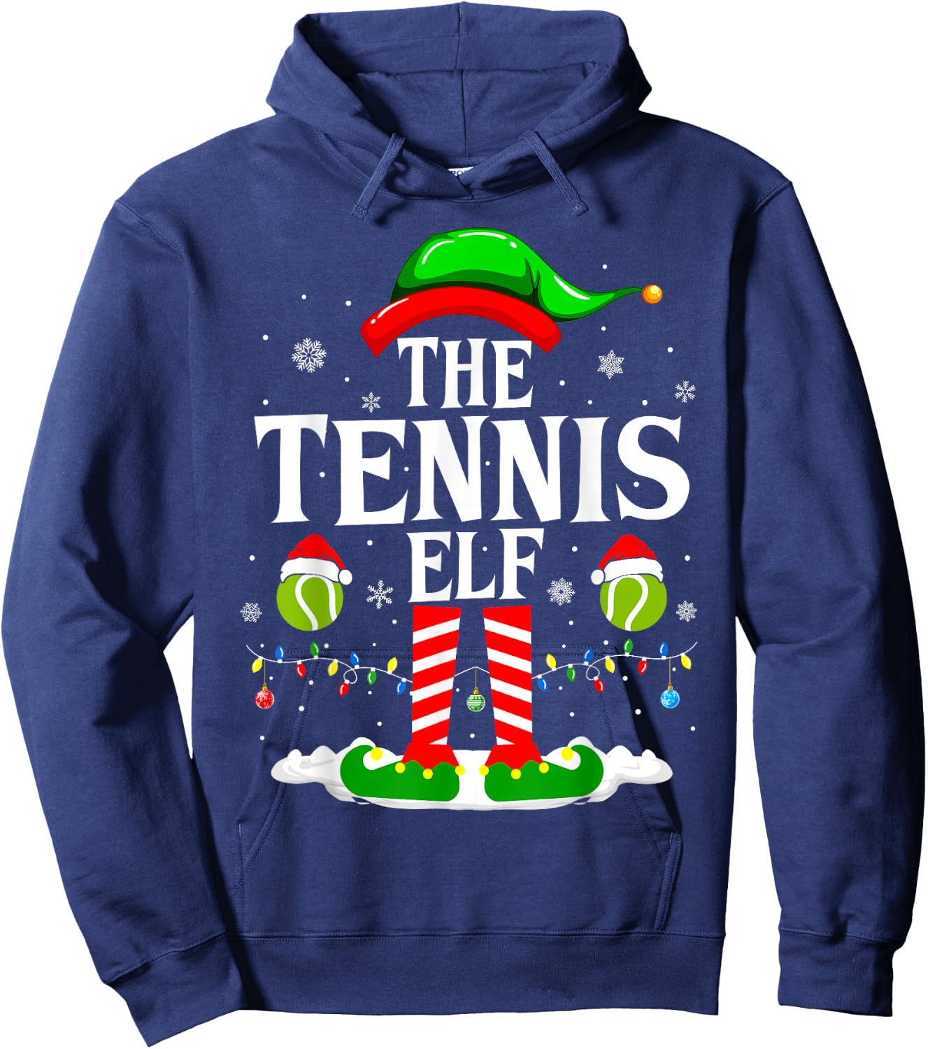The Tennis Elf Funny Matching Xmas Tennis Christmas Hoodie - Hoodie | Navy