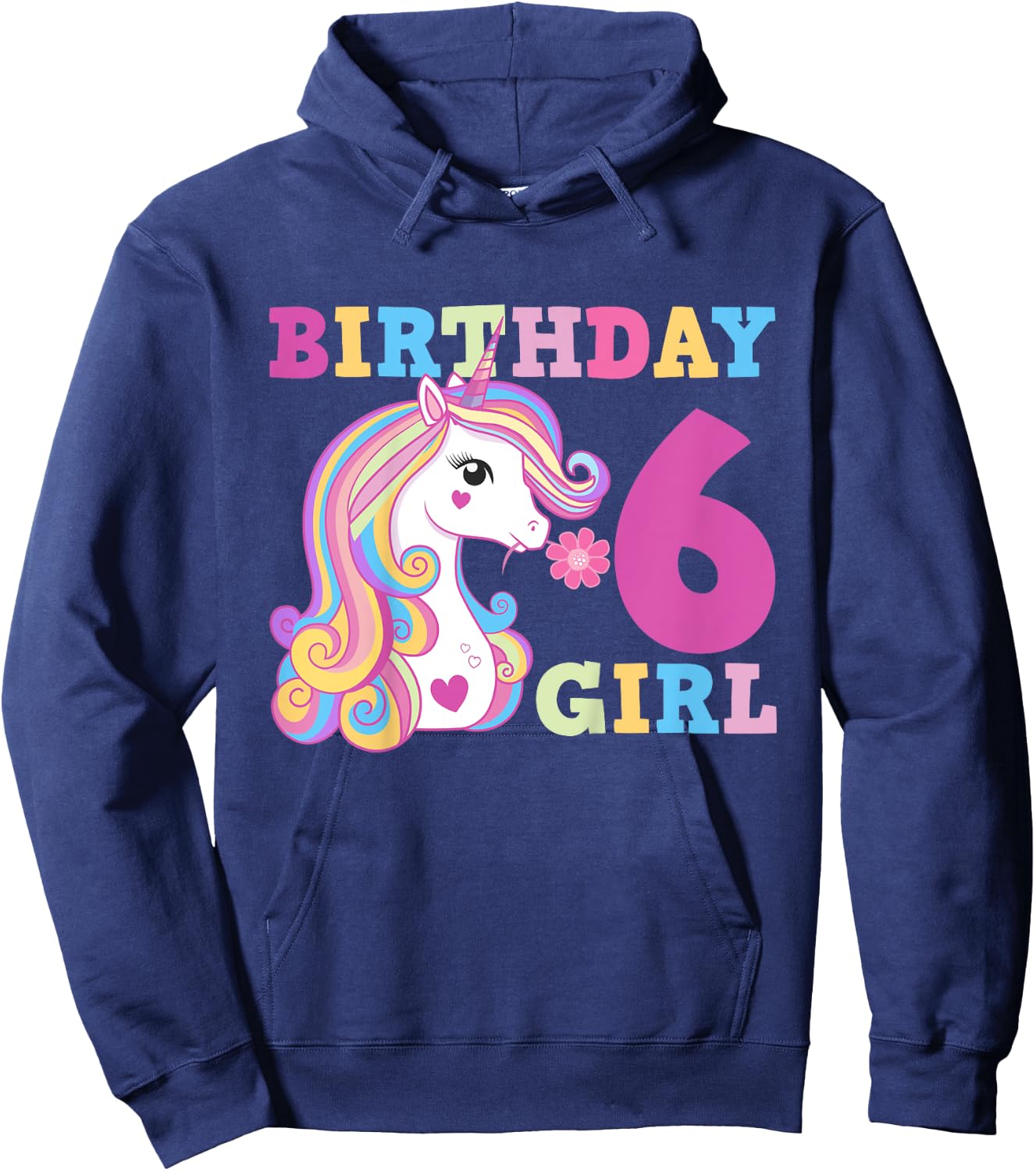 Unicorn Birthday Girl 6 Hoodie - Hoodie | Navy